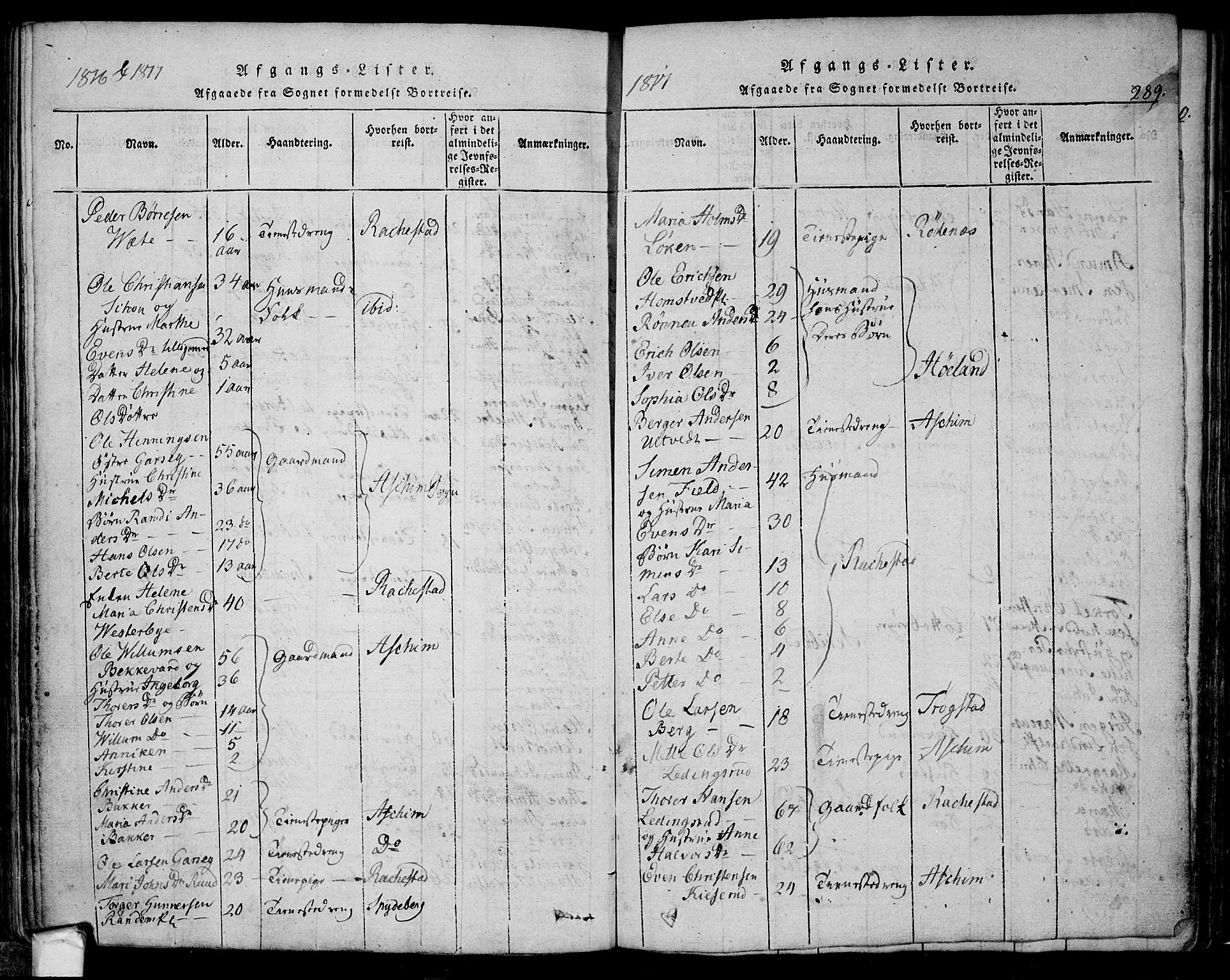 Eidsberg prestekontor Kirkebøker, SAO/A-10905/F/Fa/L0007: Parish register (official) no. I 7, 1814-1832, p. 289