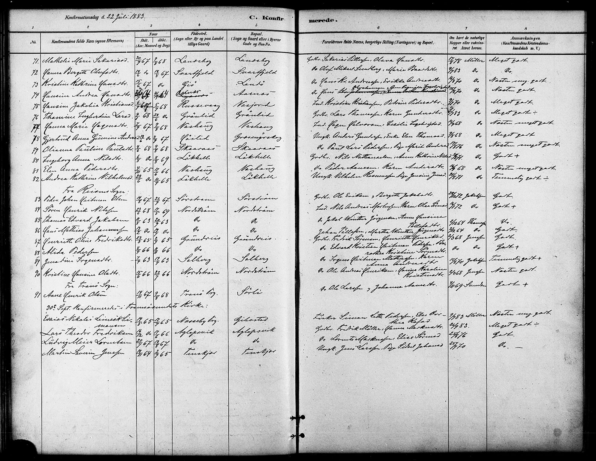 Lenvik sokneprestembete, AV/SATØ-S-1310/H/Ha/Haa/L0011kirke: Parish register (official) no. 11, 1880-1889