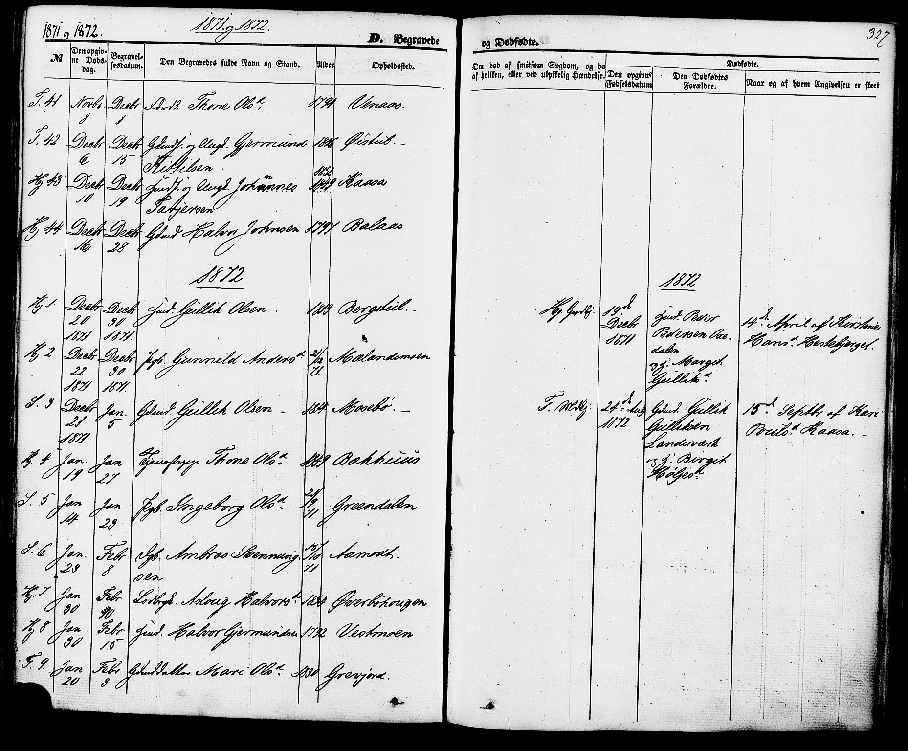 Hjartdal kirkebøker, SAKO/A-270/F/Fa/L0009: Parish register (official) no. I 9, 1860-1879, p. 327