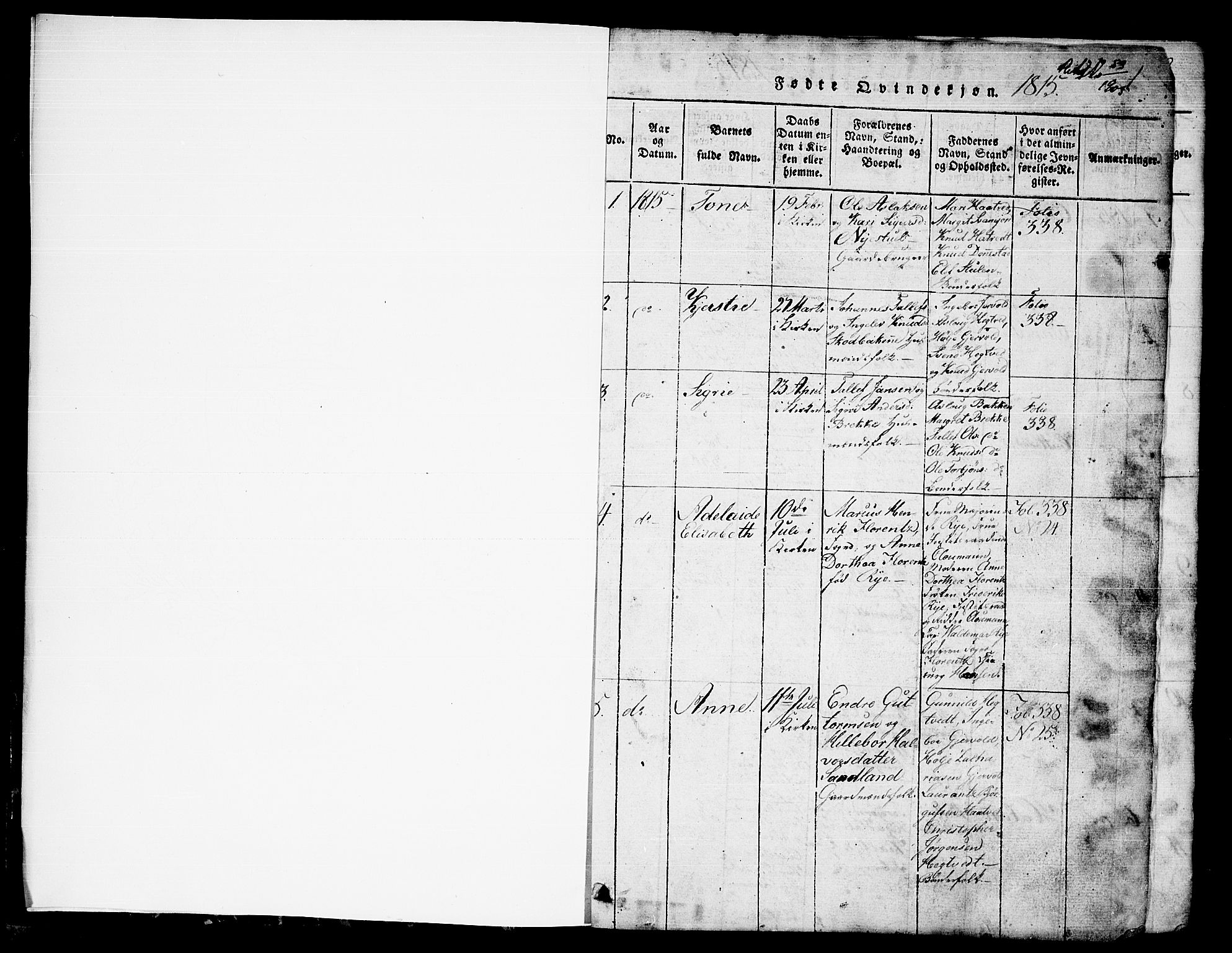 Kviteseid kirkebøker, SAKO/A-276/G/Gb/L0001: Parish register (copy) no. II 1, 1815-1842, p. 1