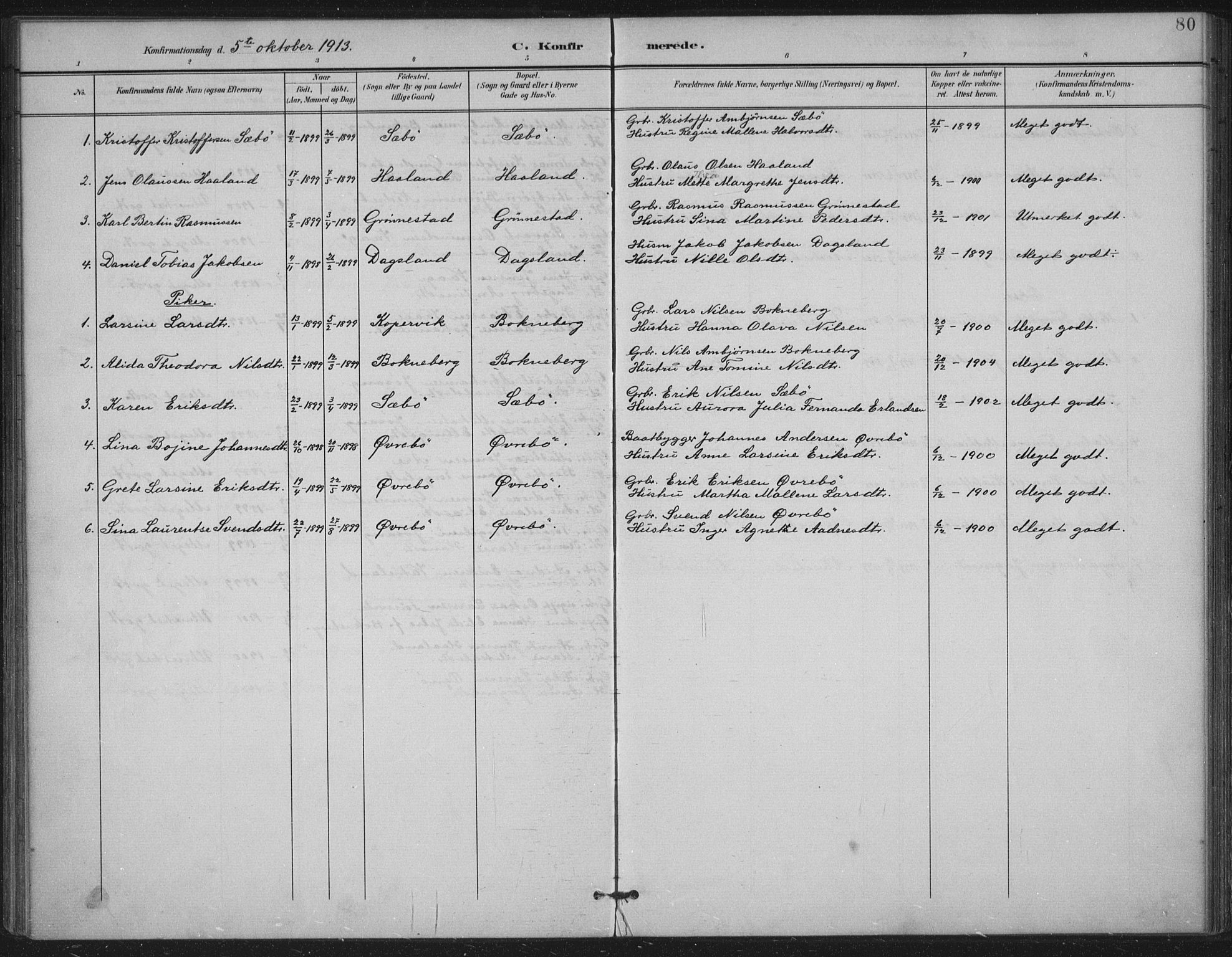 Tysvær sokneprestkontor, AV/SAST-A -101864/H/Ha/Haa/L0009: Parish register (official) no. A 9, 1898-1925, p. 80