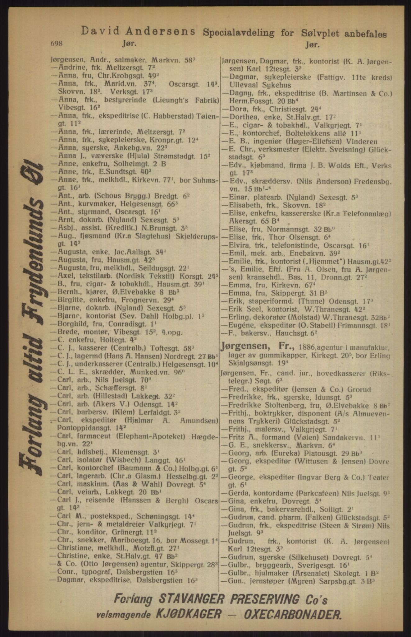 Kristiania/Oslo adressebok, PUBL/-, 1915, p. 698