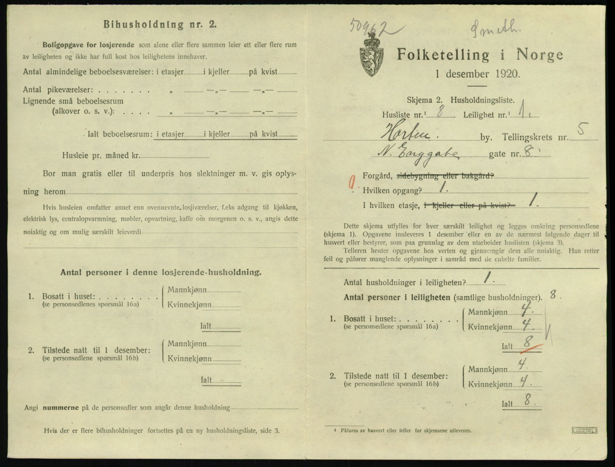 SAKO, 1920 census for Horten, 1920, p. 5649
