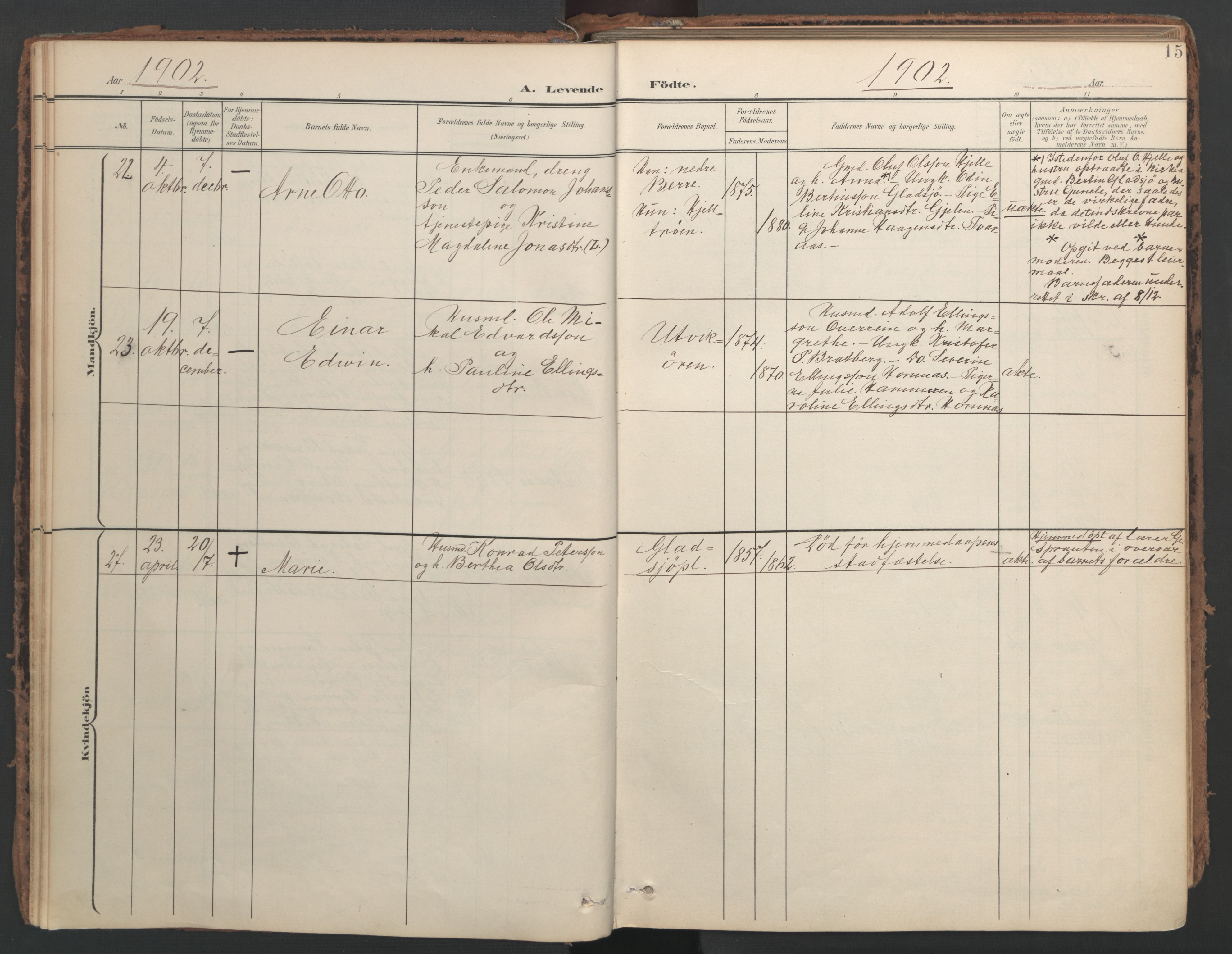 Ministerialprotokoller, klokkerbøker og fødselsregistre - Nord-Trøndelag, SAT/A-1458/741/L0397: Parish register (official) no. 741A11, 1901-1911, p. 15