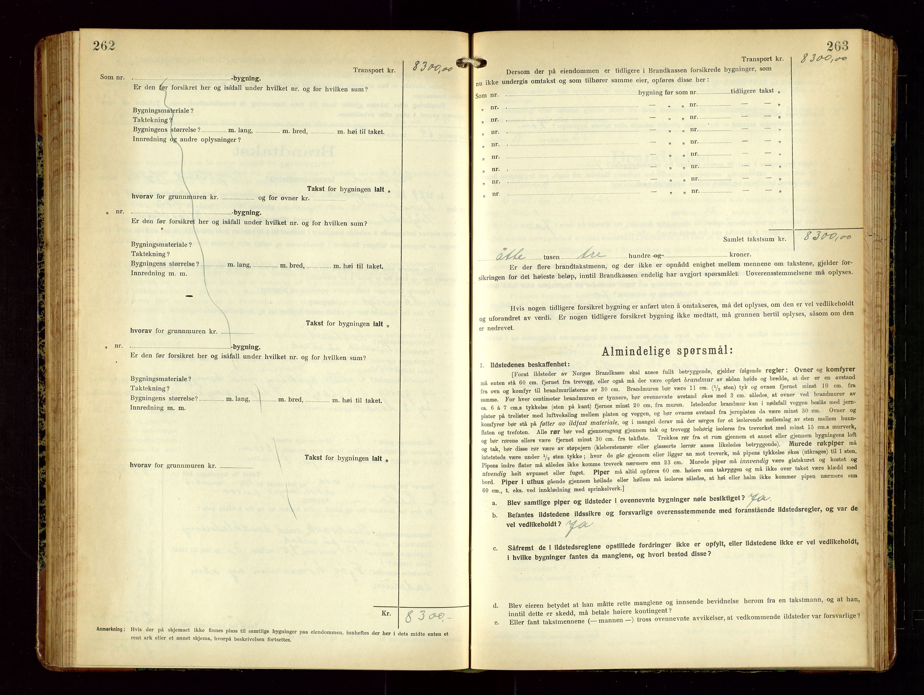 Høyland/Sandnes lensmannskontor, AV/SAST-A-100166/Gob/L0004: "Brandtakstprotokol", 1924-1933, p. 262-263