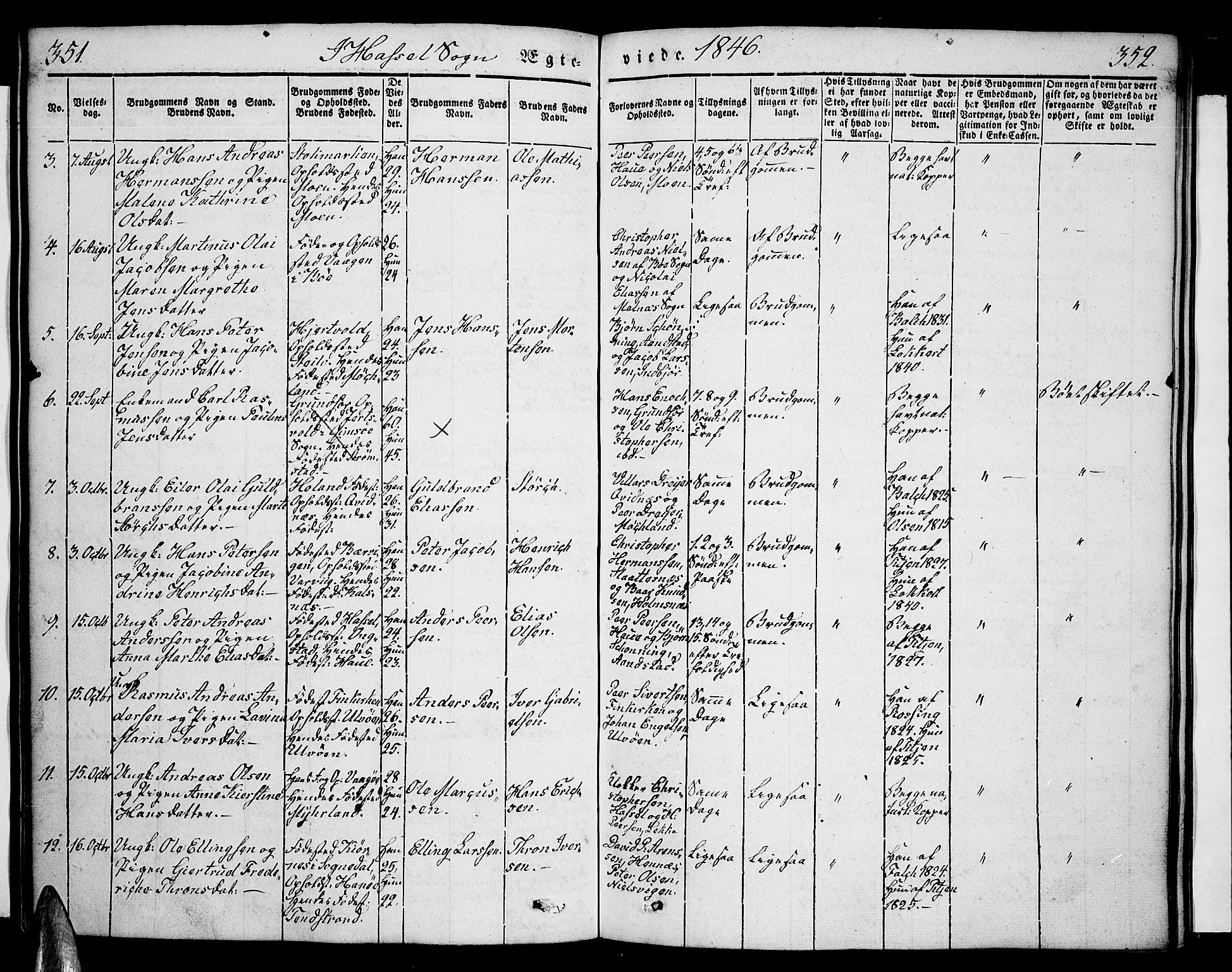 Ministerialprotokoller, klokkerbøker og fødselsregistre - Nordland, SAT/A-1459/888/L1239: Parish register (official) no. 888A06 /1, 1837-1849, p. 351-352