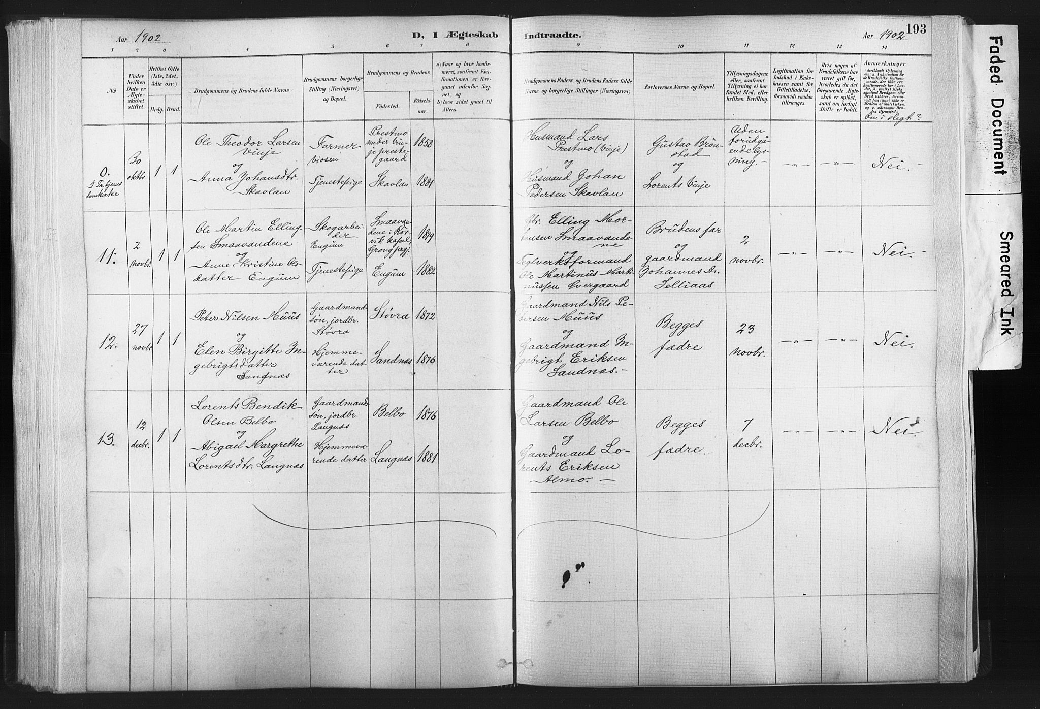 Ministerialprotokoller, klokkerbøker og fødselsregistre - Nord-Trøndelag, AV/SAT-A-1458/749/L0474: Parish register (official) no. 749A08, 1887-1903, p. 193