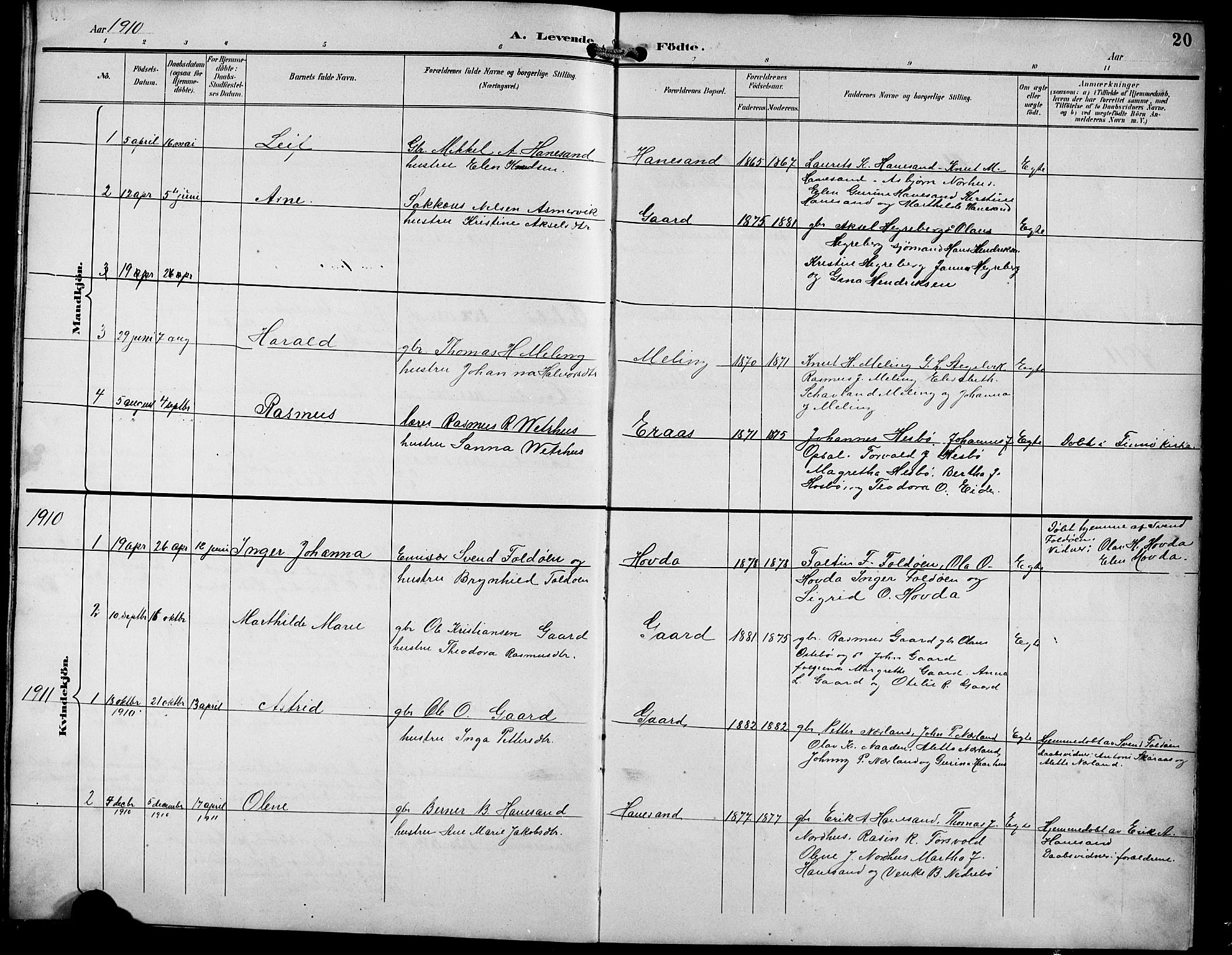 Finnøy sokneprestkontor, AV/SAST-A-101825/H/Ha/Hab/L0005: Parish register (copy) no. B 5, 1891-1916, p. 20