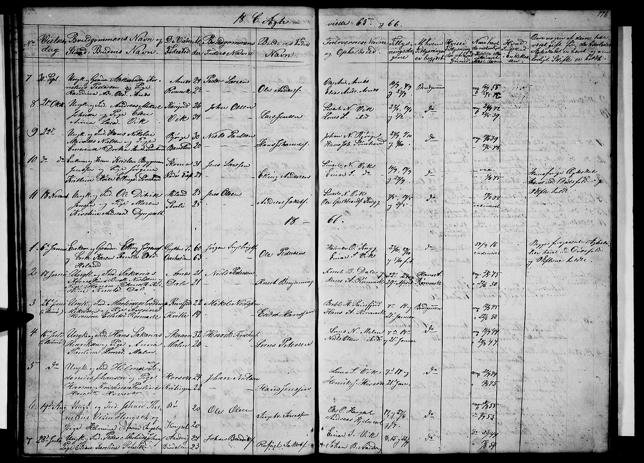 Ministerialprotokoller, klokkerbøker og fødselsregistre - Nordland, AV/SAT-A-1459/812/L0187: Parish register (copy) no. 812C05, 1850-1883, p. 176