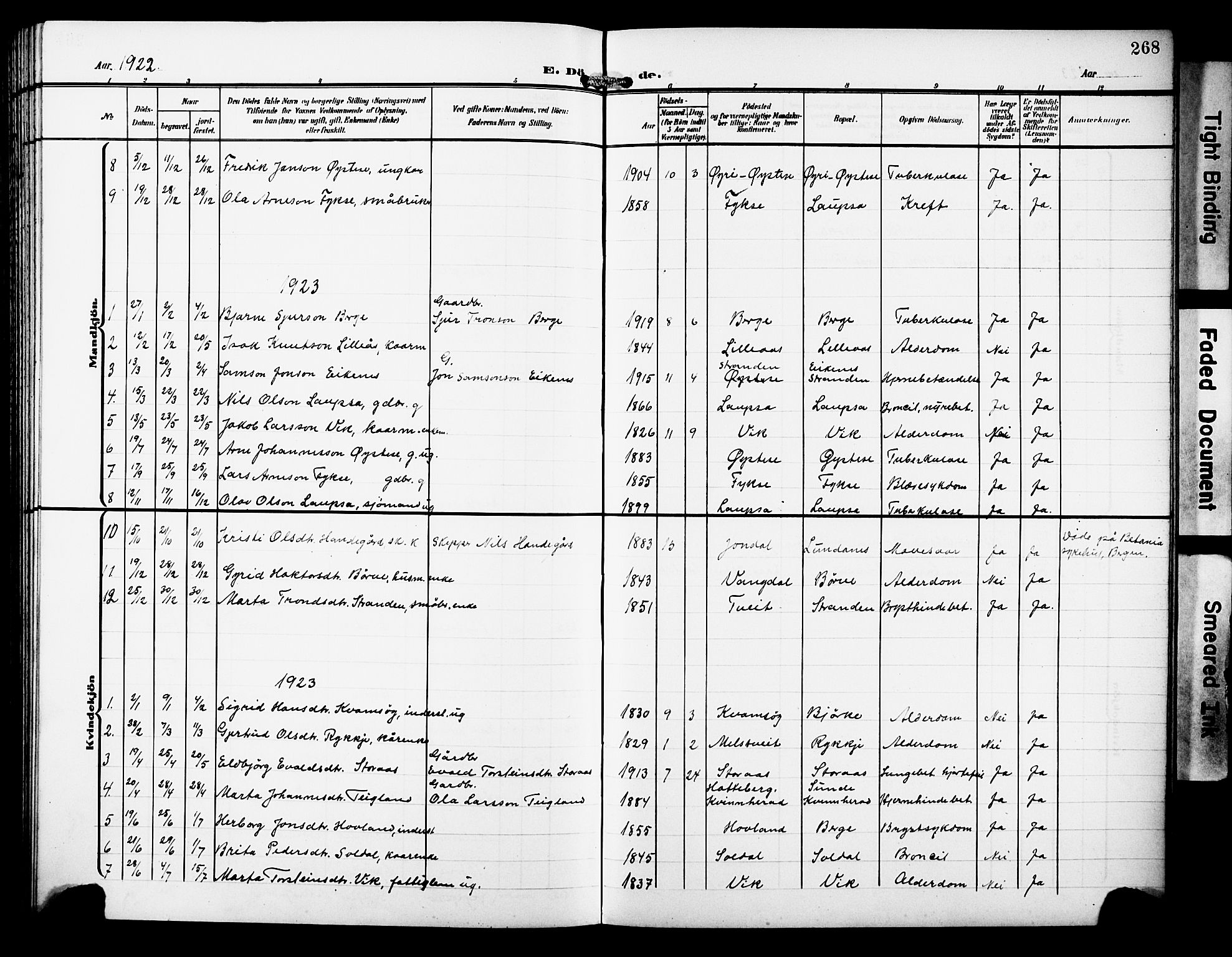 Kvam sokneprestembete, SAB/A-76201/H/Hab: Parish register (copy) no. C 4, 1906-1931, p. 268