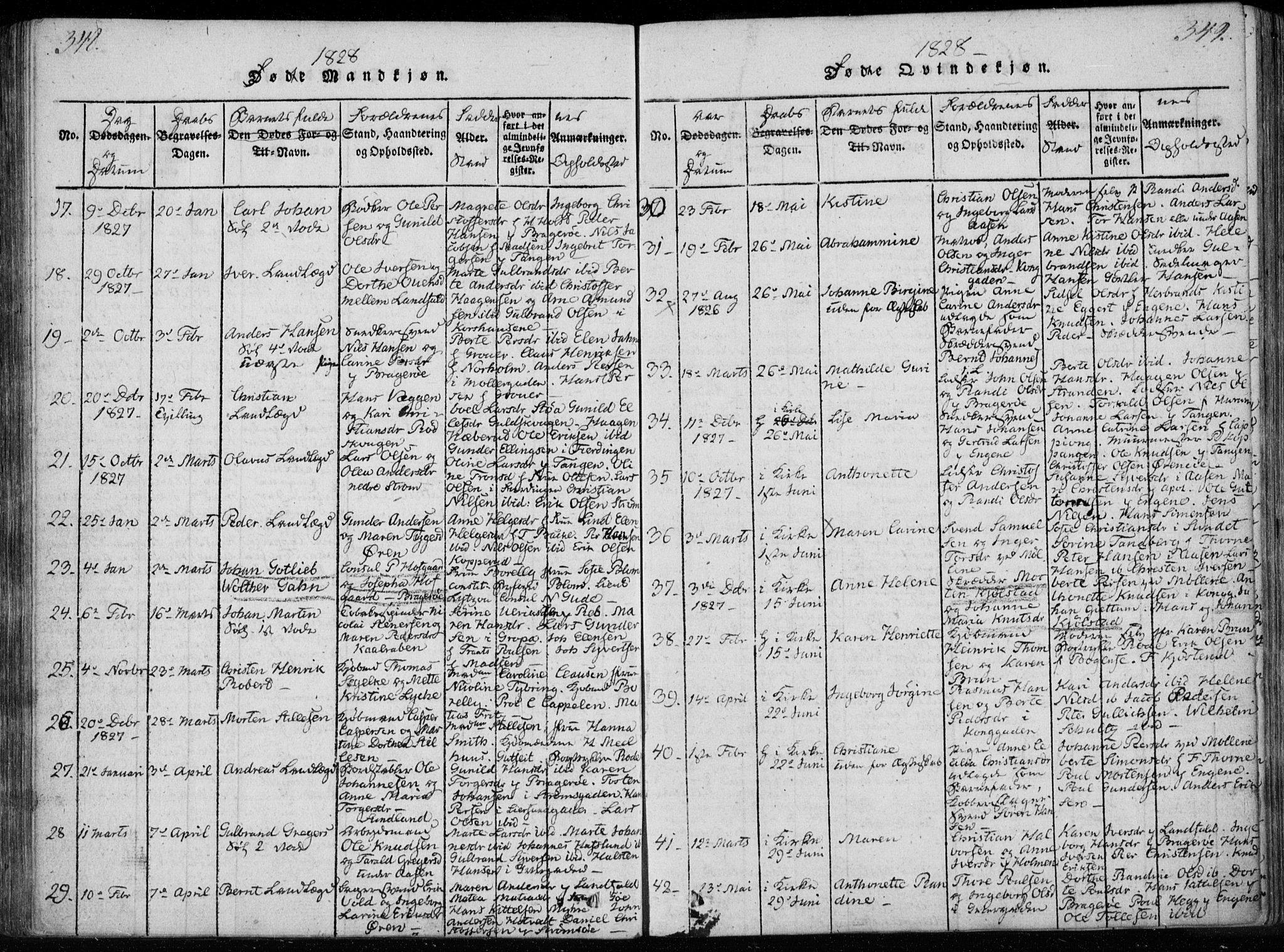 Bragernes kirkebøker, AV/SAKO-A-6/F/Fa/L0007: Parish register (official) no. I 7, 1815-1829, p. 348-349