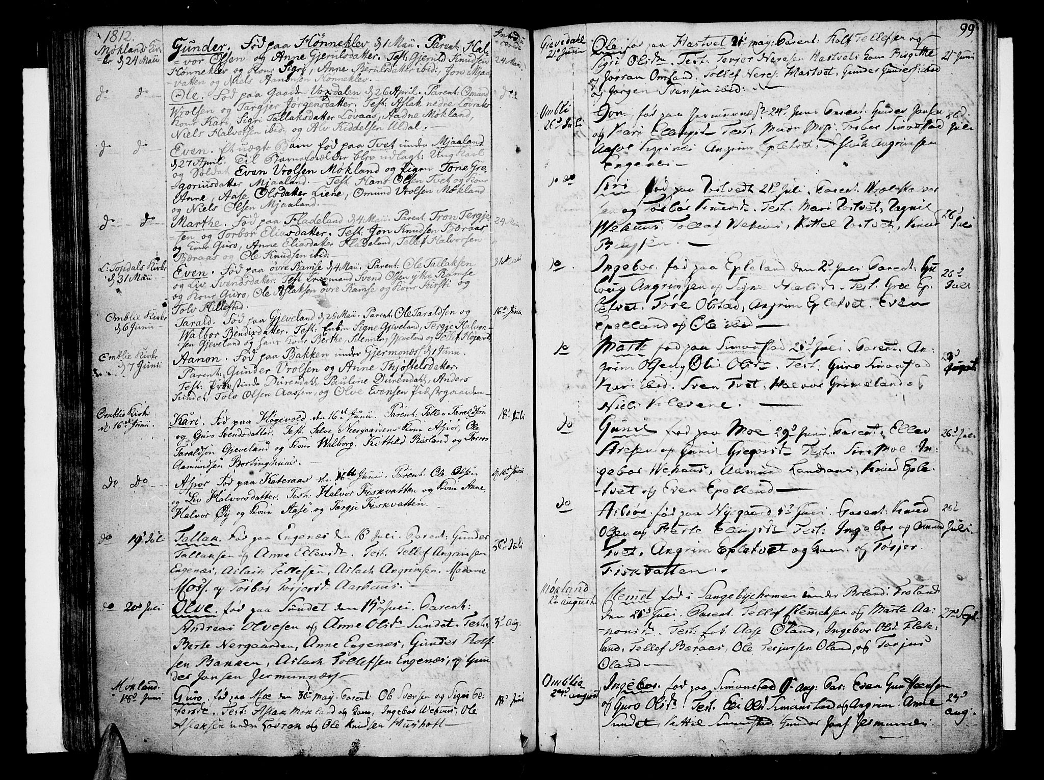 Åmli sokneprestkontor, AV/SAK-1111-0050/F/Fa/Fac/L0005: Parish register (official) no. A 5, 1796-1816, p. 99