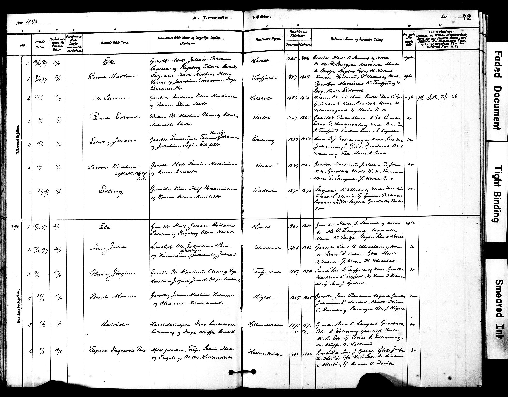 Ministerialprotokoller, klokkerbøker og fødselsregistre - Møre og Romsdal, SAT/A-1454/525/L0374: Parish register (official) no. 525A04, 1880-1899, p. 72