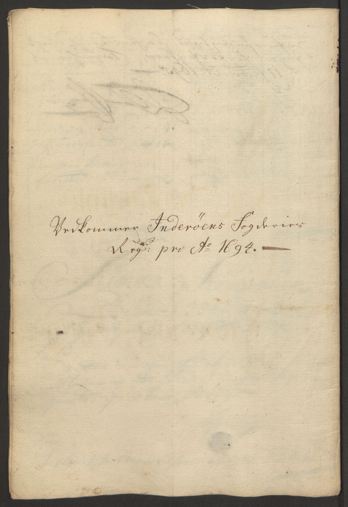 Rentekammeret inntil 1814, Reviderte regnskaper, Fogderegnskap, AV/RA-EA-4092/R63/L4308: Fogderegnskap Inderøy, 1692-1694, p. 574