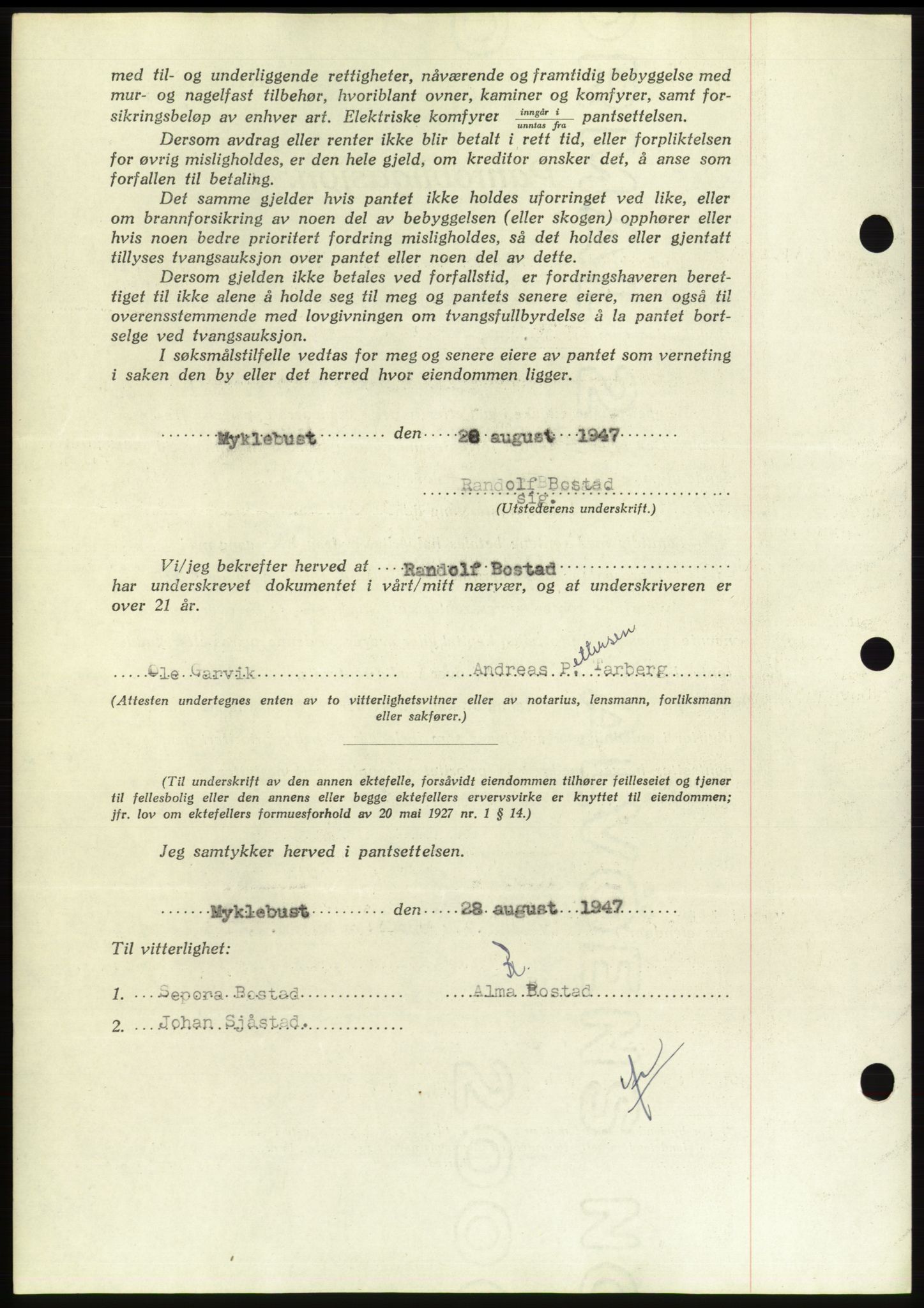 Søre Sunnmøre sorenskriveri, AV/SAT-A-4122/1/2/2C/L0115: Mortgage book no. 3B, 1947-1948, Diary no: : 1228/1947