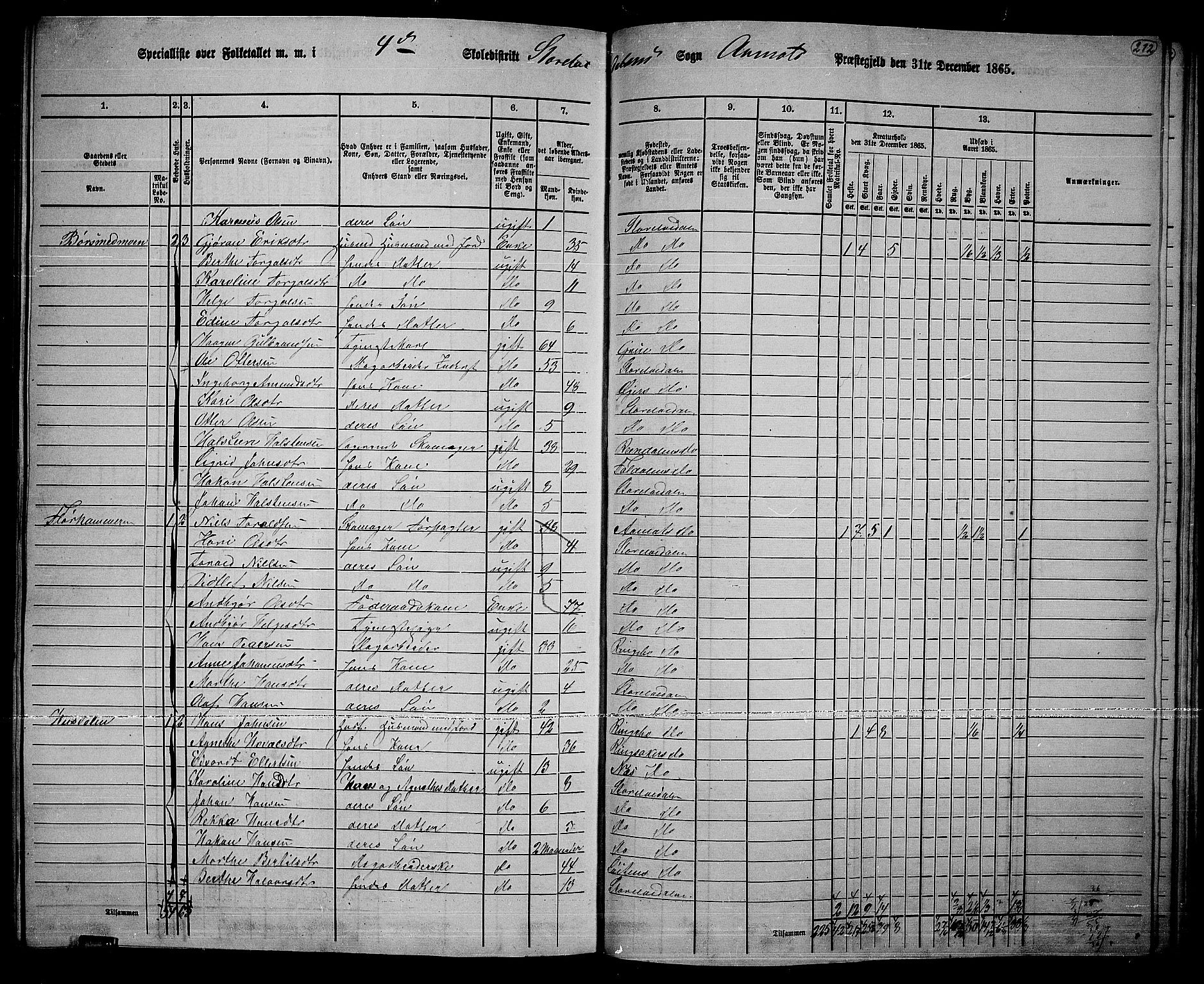 RA, 1865 census for Åmot, 1865, p. 182