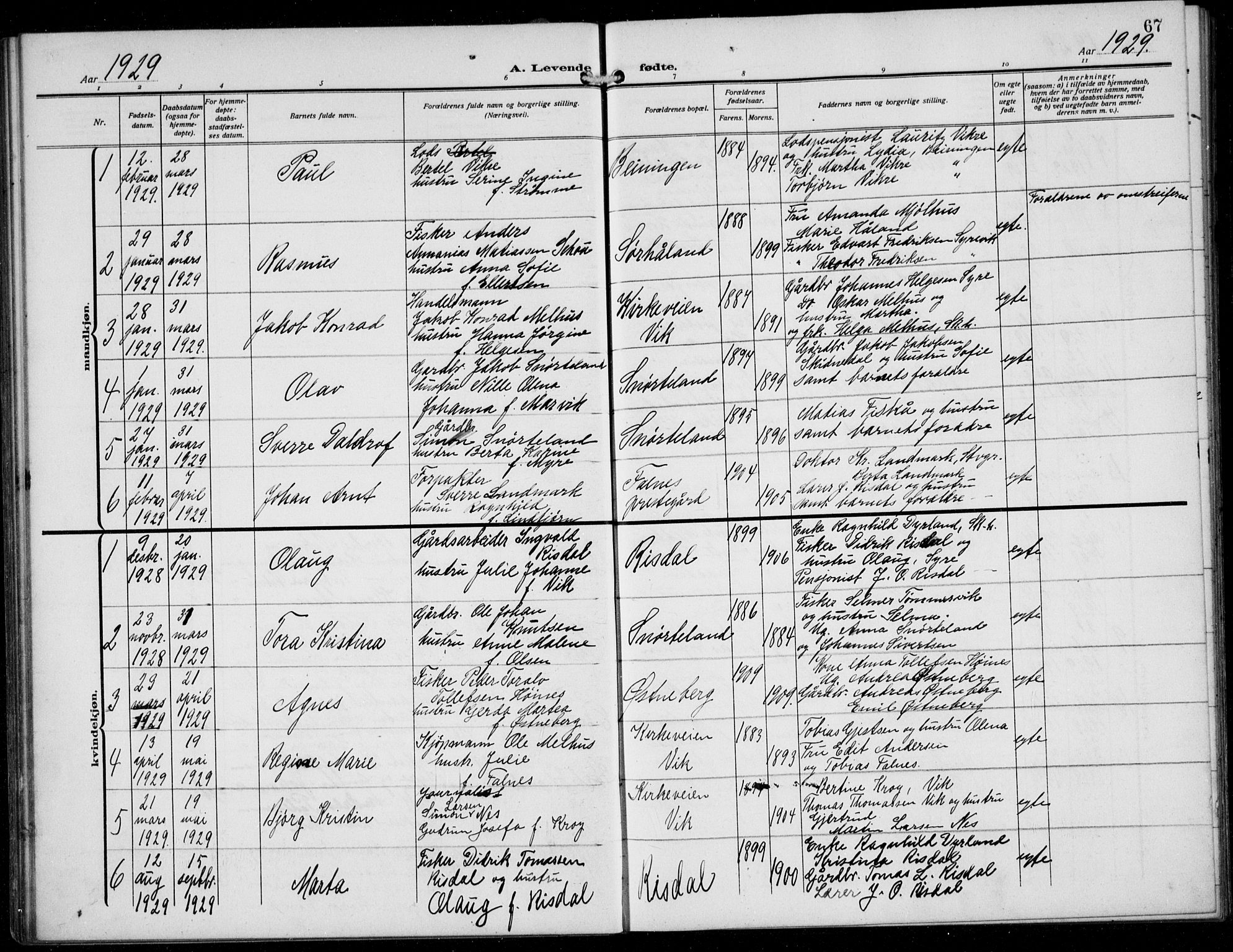 Skudenes sokneprestkontor, SAST/A -101849/H/Ha/Hab/L0009: Parish register (copy) no. B 9, 1908-1936, p. 67