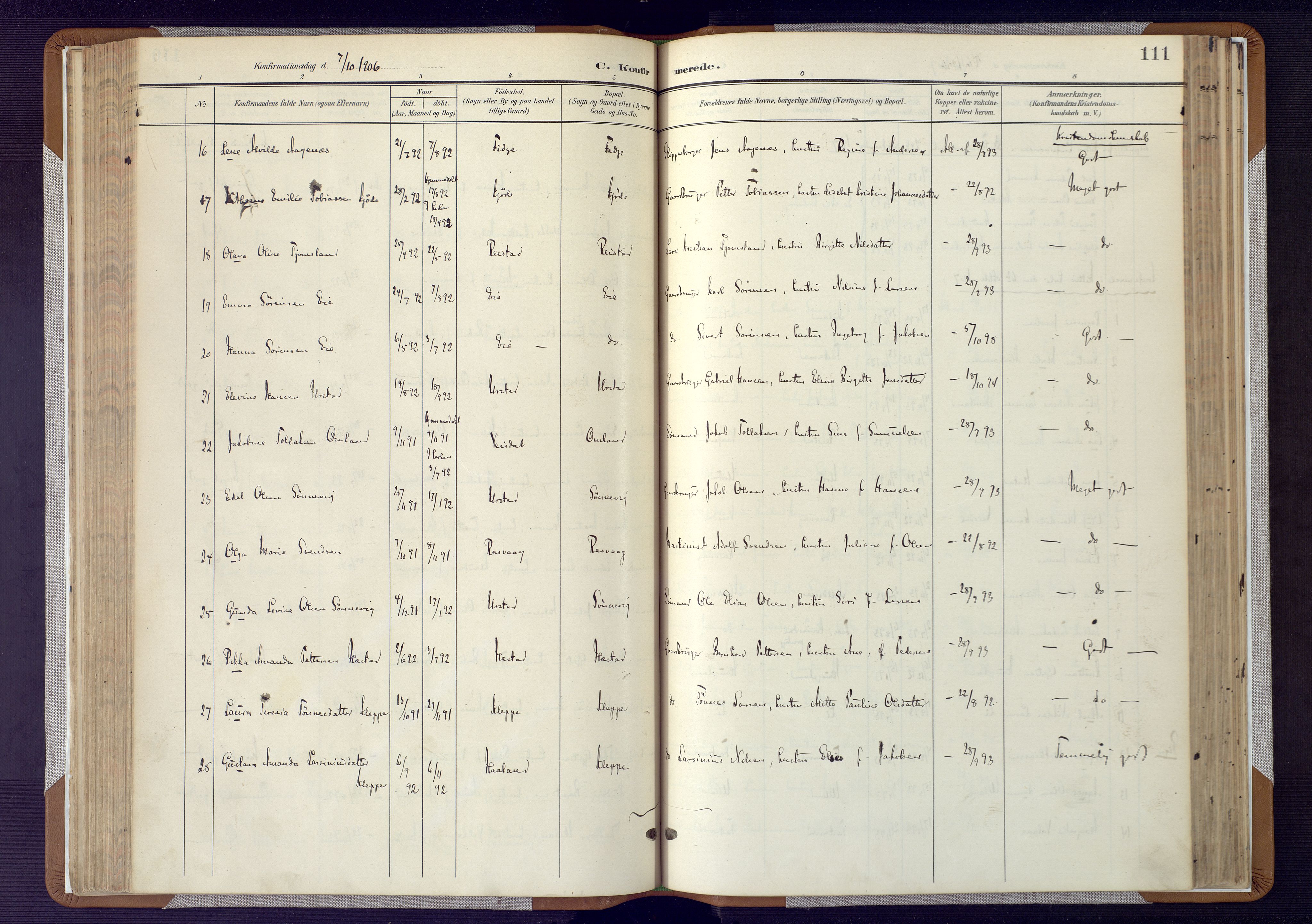 Flekkefjord sokneprestkontor, AV/SAK-1111-0012/F/Fa/Fab/L0007: Parish register (official) no. A 7, 1902-1921, p. 111