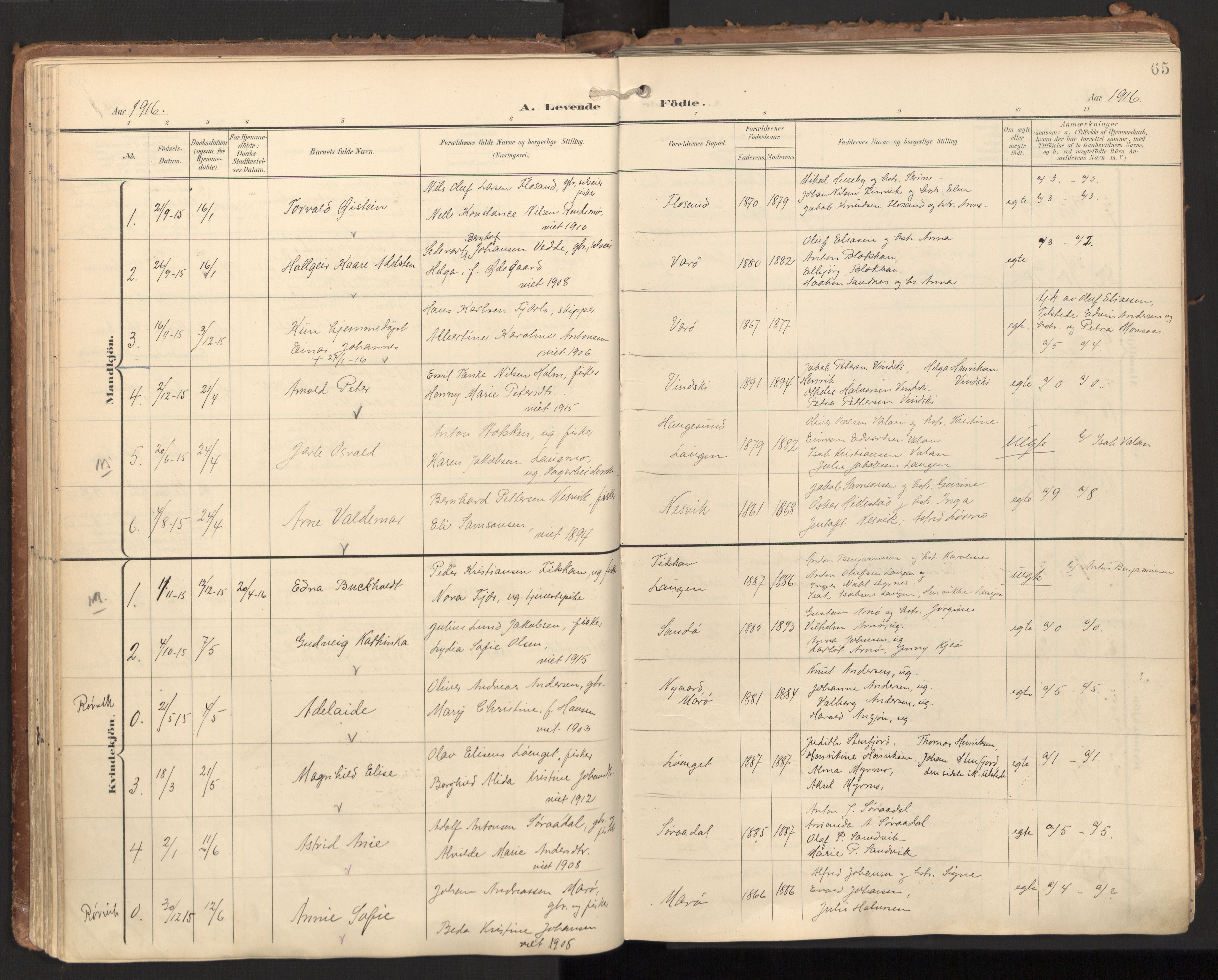 Ministerialprotokoller, klokkerbøker og fødselsregistre - Nord-Trøndelag, SAT/A-1458/784/L0677: Parish register (official) no. 784A12, 1900-1920, p. 65