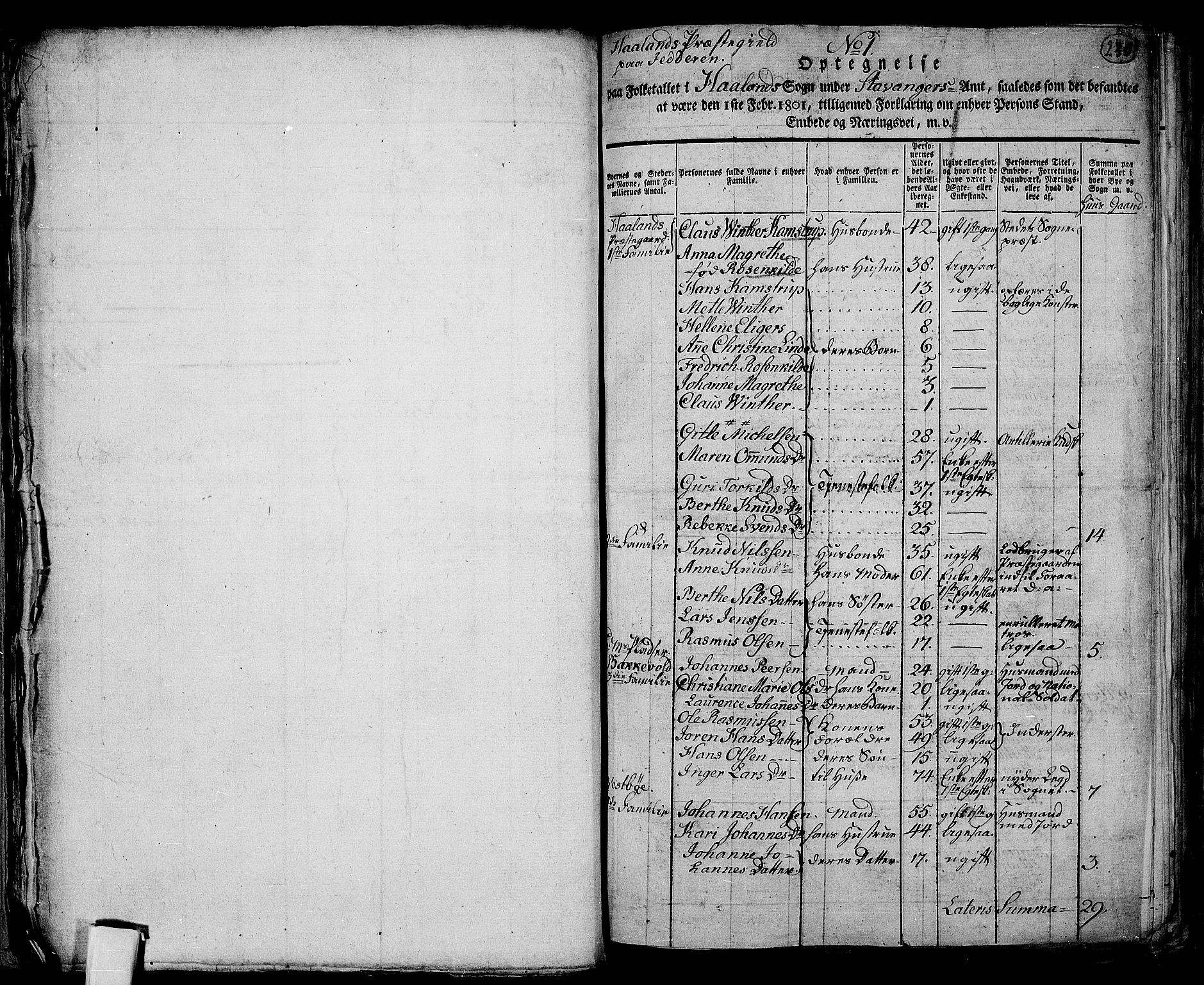 RA, 1801 census for 1124P Håland, 1801, p. 229b-230a