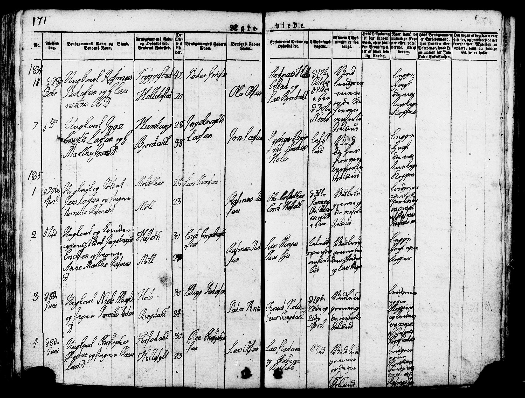 Ministerialprotokoller, klokkerbøker og fødselsregistre - Møre og Romsdal, SAT/A-1454/517/L0221: Parish register (official) no. 517A01, 1827-1858, p. 171