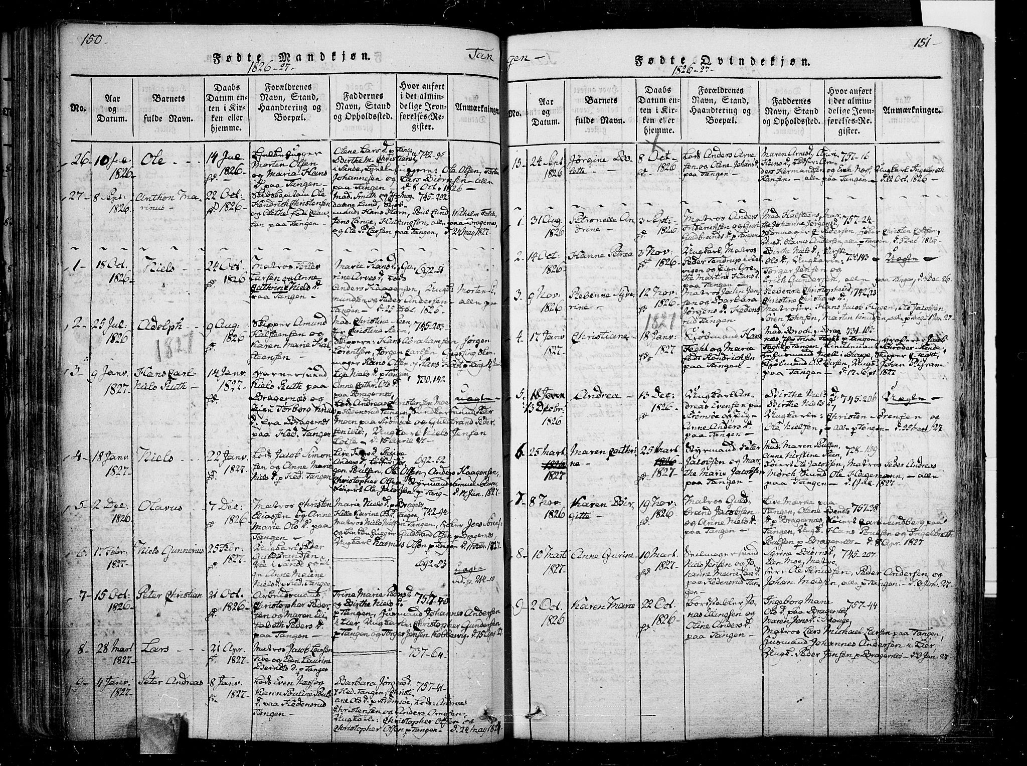 Skoger kirkebøker, AV/SAKO-A-59/F/Fa/L0002: Parish register (official) no. I 2 /2, 1814-1842, p. 150-151