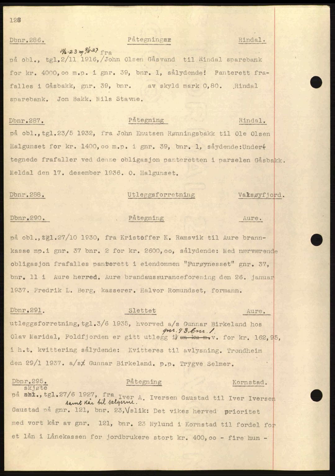 Nordmøre sorenskriveri, AV/SAT-A-4132/1/2/2Ca: Mortgage book no. C80, 1936-1939, Diary no: : 286/1937