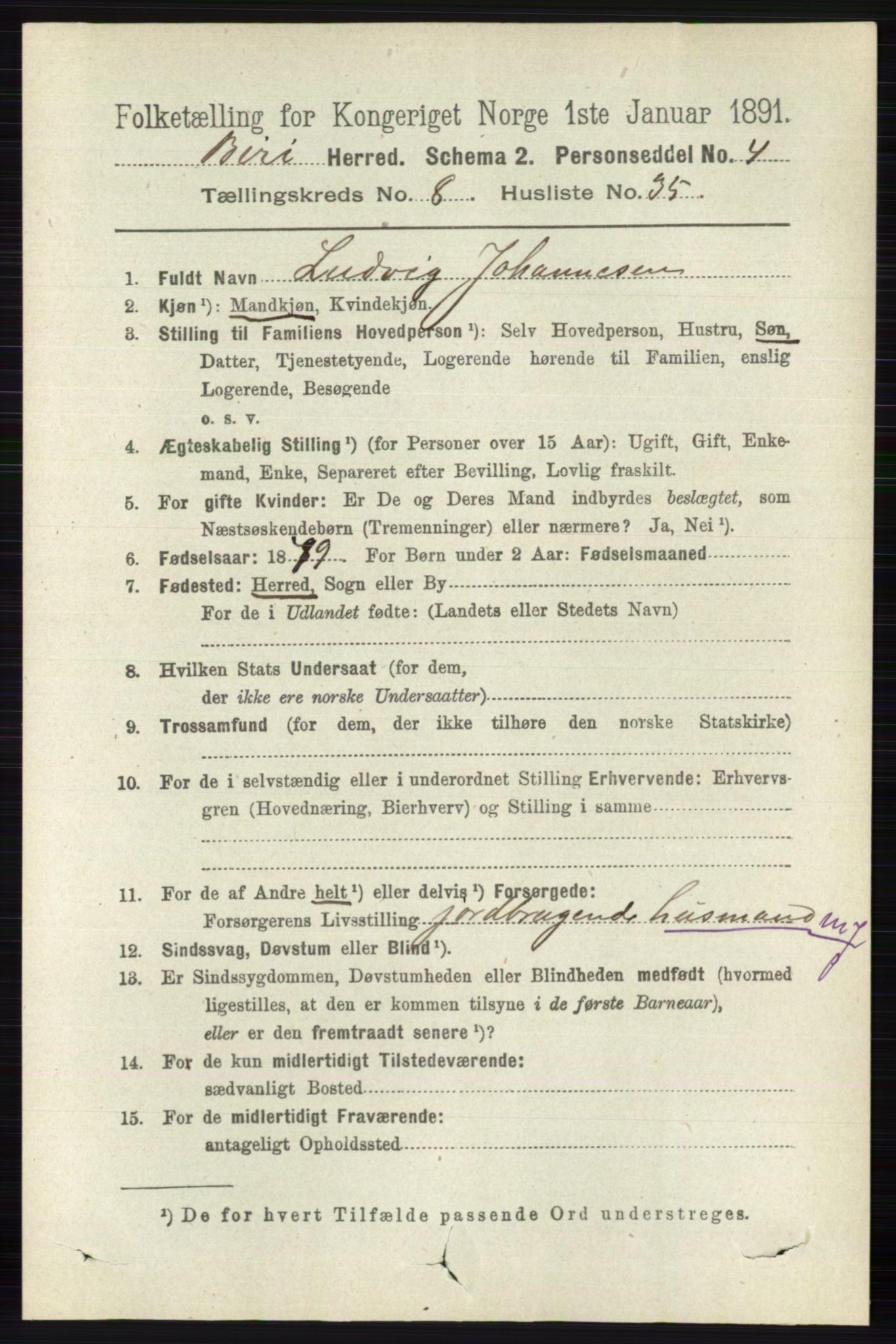 RA, 1891 census for 0525 Biri, 1891, p. 3113