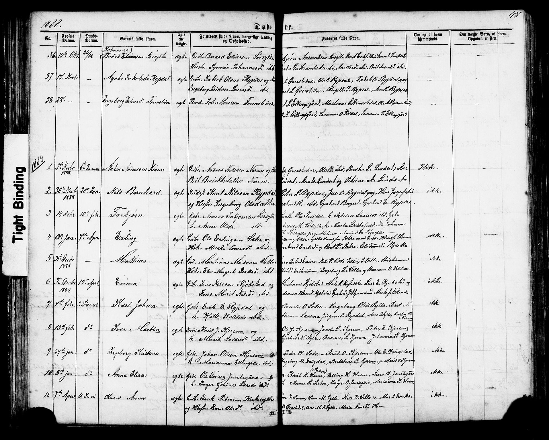 Ministerialprotokoller, klokkerbøker og fødselsregistre - Møre og Romsdal, SAT/A-1454/541/L0547: Parish register (copy) no. 541C02, 1867-1921, p. 48
