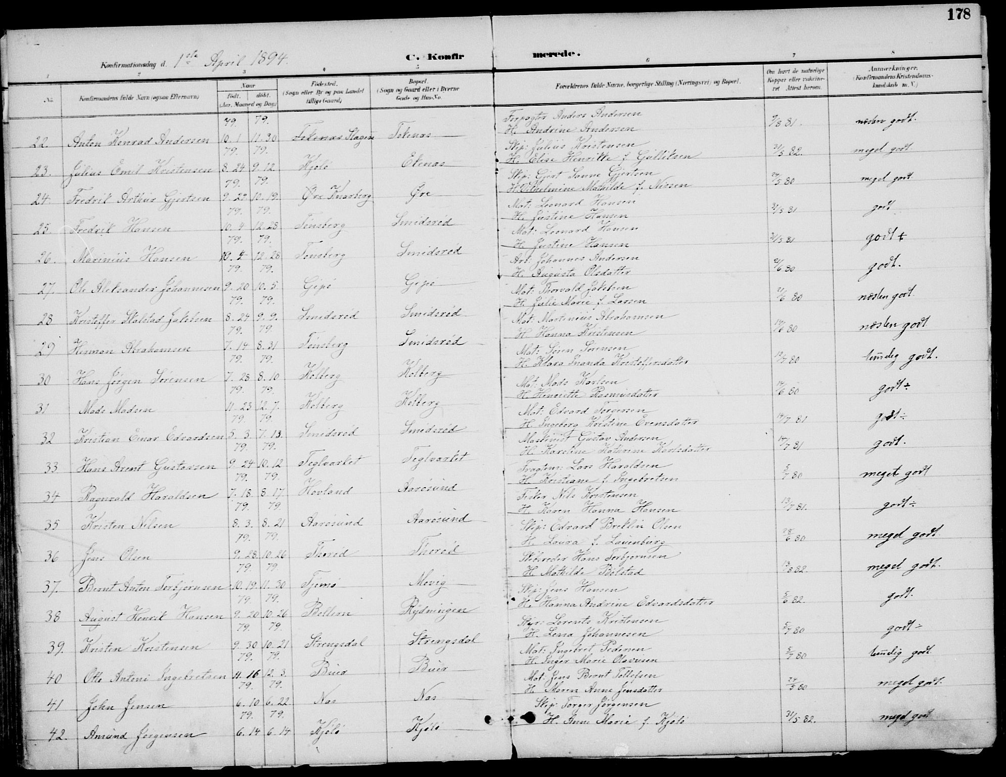 Nøtterøy kirkebøker, AV/SAKO-A-354/F/Fa/L0009: Parish register (official) no. I 9, 1894-1907, p. 178