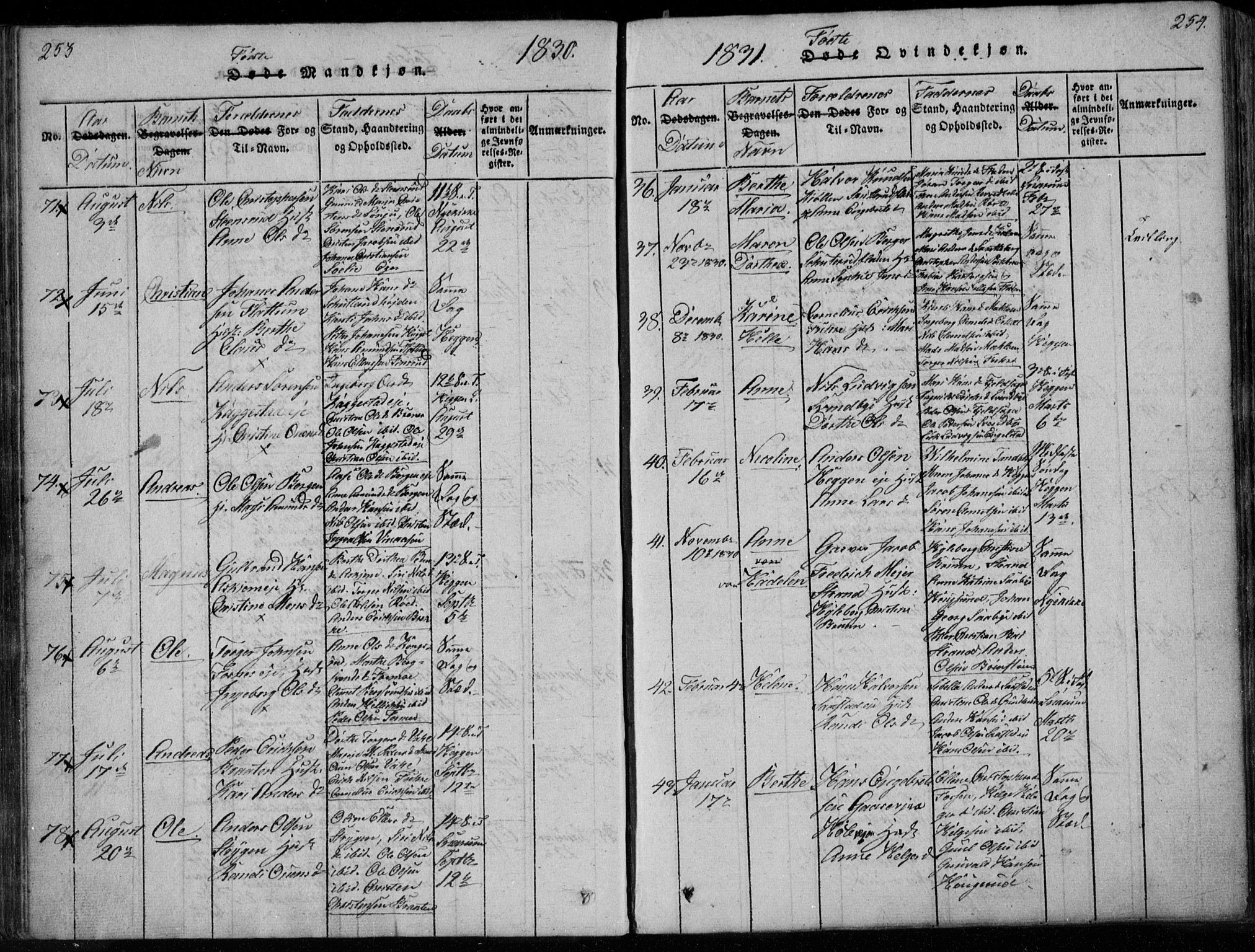 Modum kirkebøker, SAKO/A-234/F/Fa/L0005: Parish register (official) no. 5, 1824-1841, p. 253-254