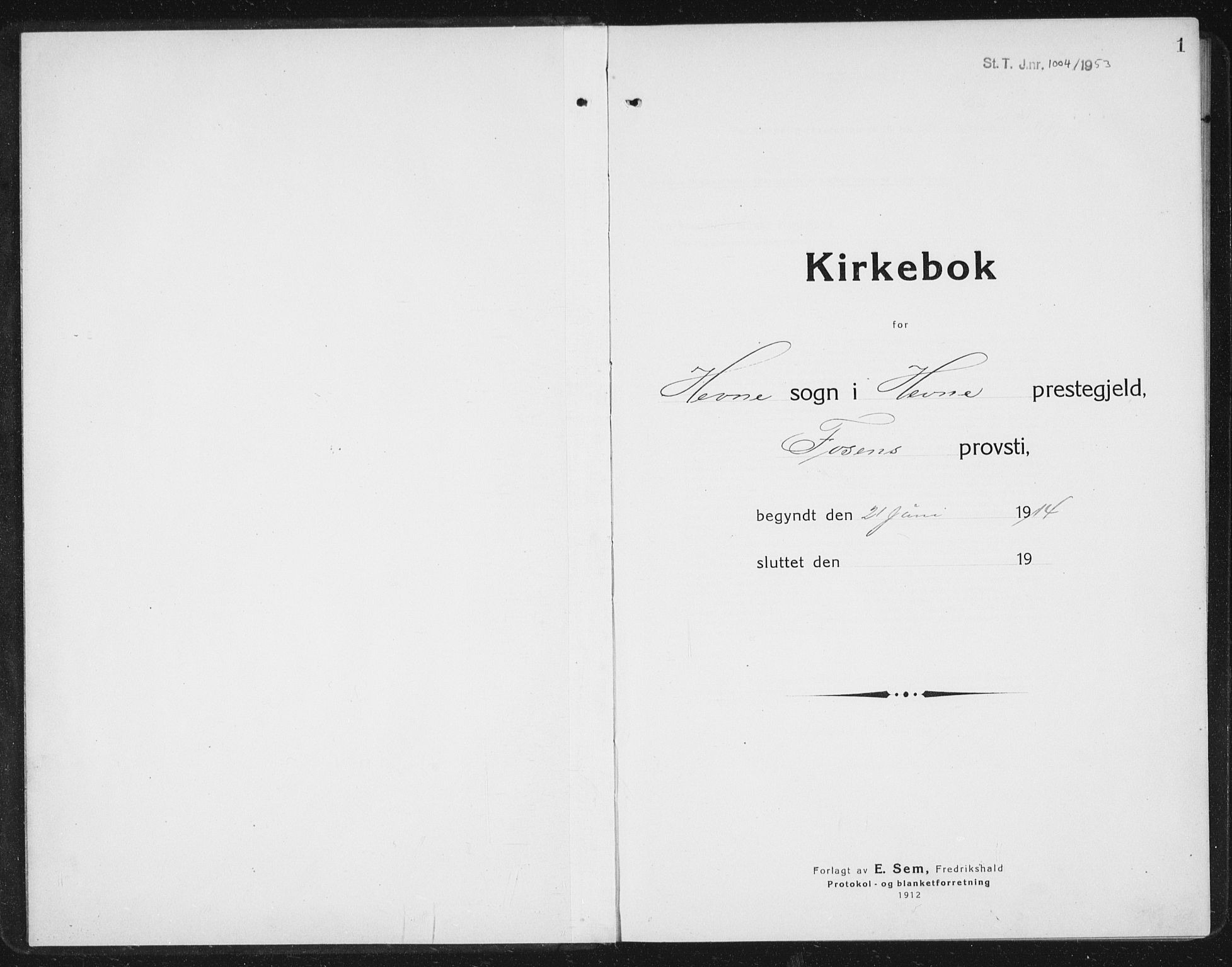 Ministerialprotokoller, klokkerbøker og fødselsregistre - Sør-Trøndelag, SAT/A-1456/630/L0506: Parish register (copy) no. 630C04, 1914-1933, p. 1