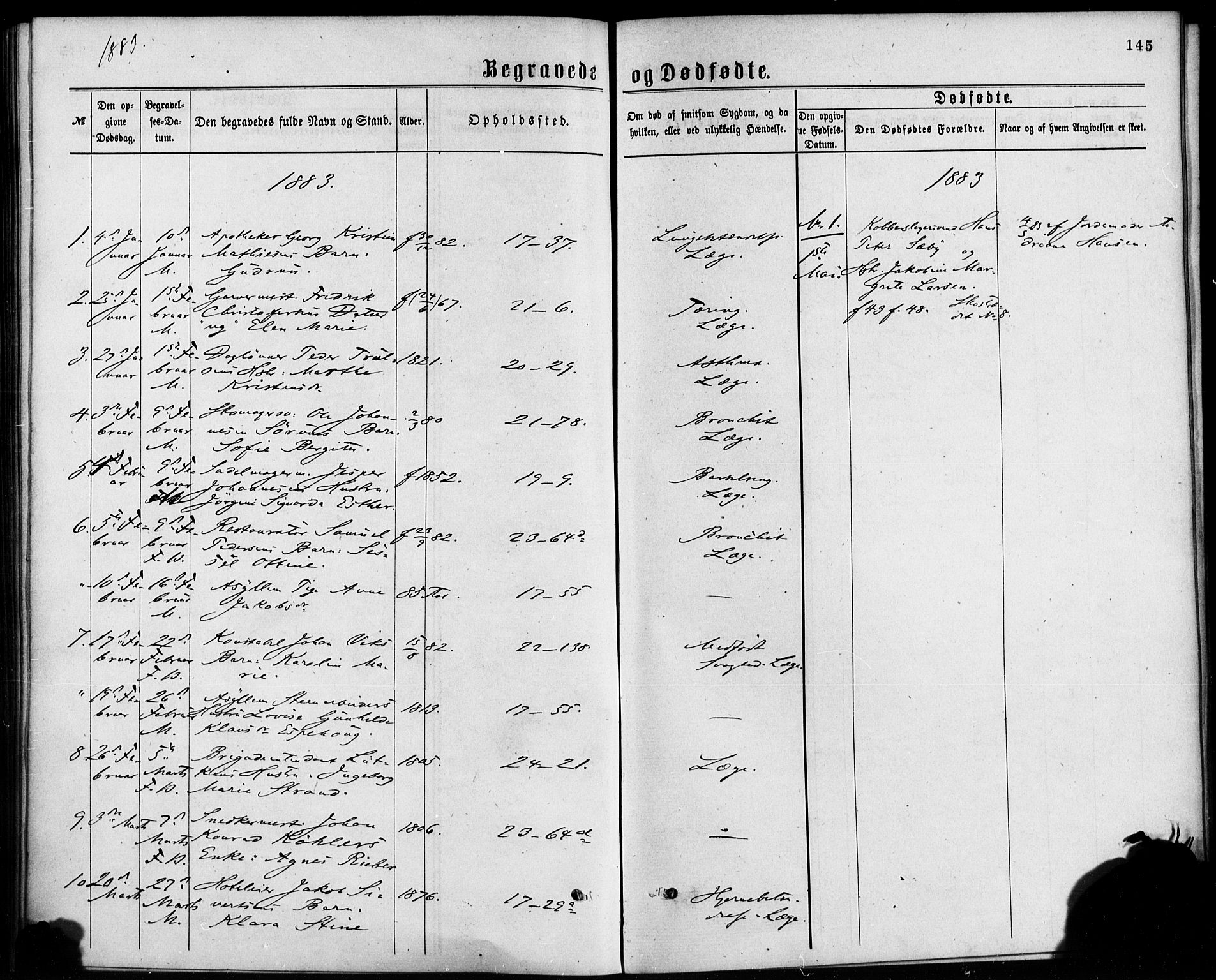 Korskirken sokneprestembete, SAB/A-76101/H/Haa/L0046: Parish register (official) no. E 4, 1875-1883, p. 145
