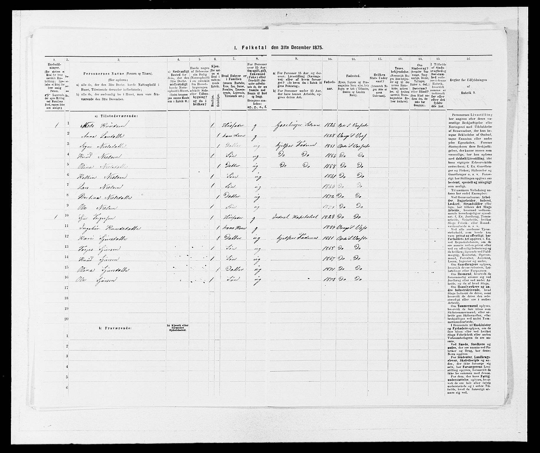 SAB, 1875 census for 1236P Vossestrand, 1875, p. 470