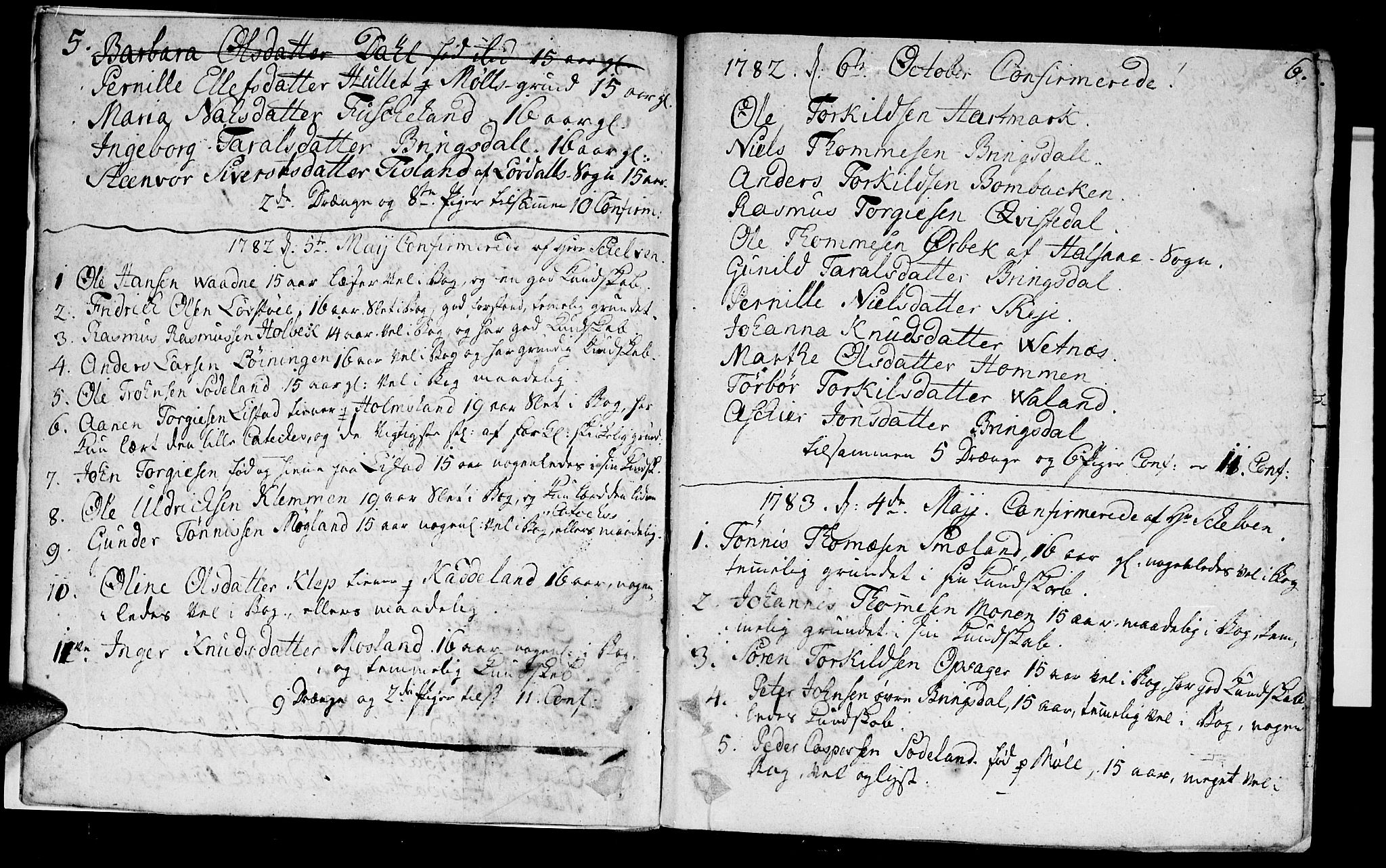 Holum sokneprestkontor, SAK/1111-0022/F/Fa/Faa/L0003: Parish register (official) no. A 3, 1780-1821, p. 5-6