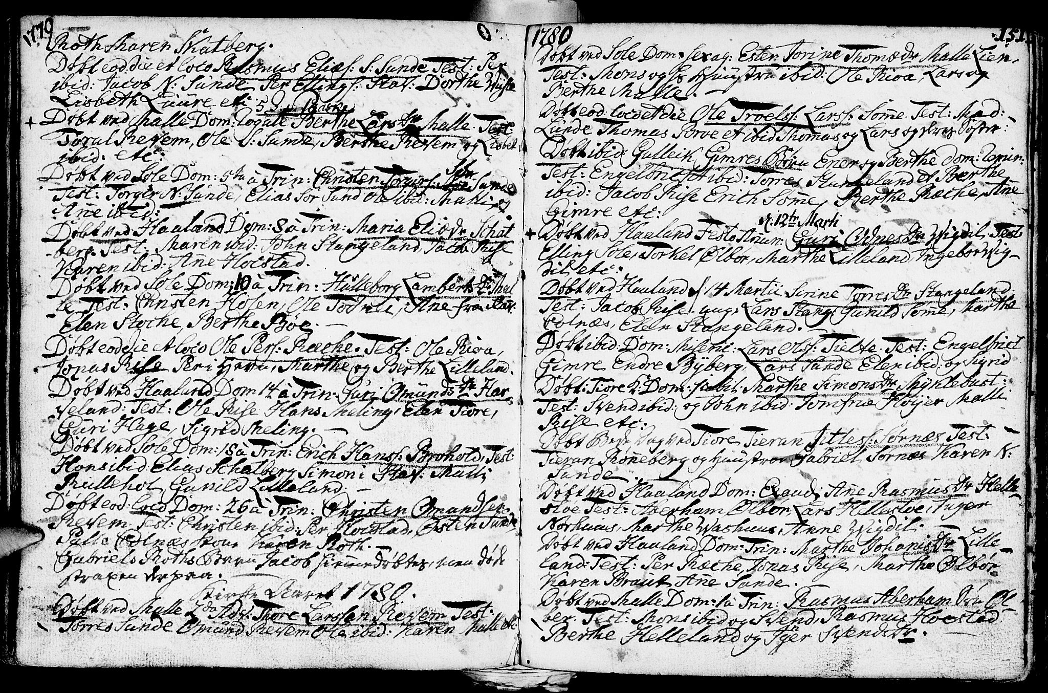 Håland sokneprestkontor, AV/SAST-A-101802/001/30BA/L0002: Parish register (official) no. A 2, 1722-1794, p. 151