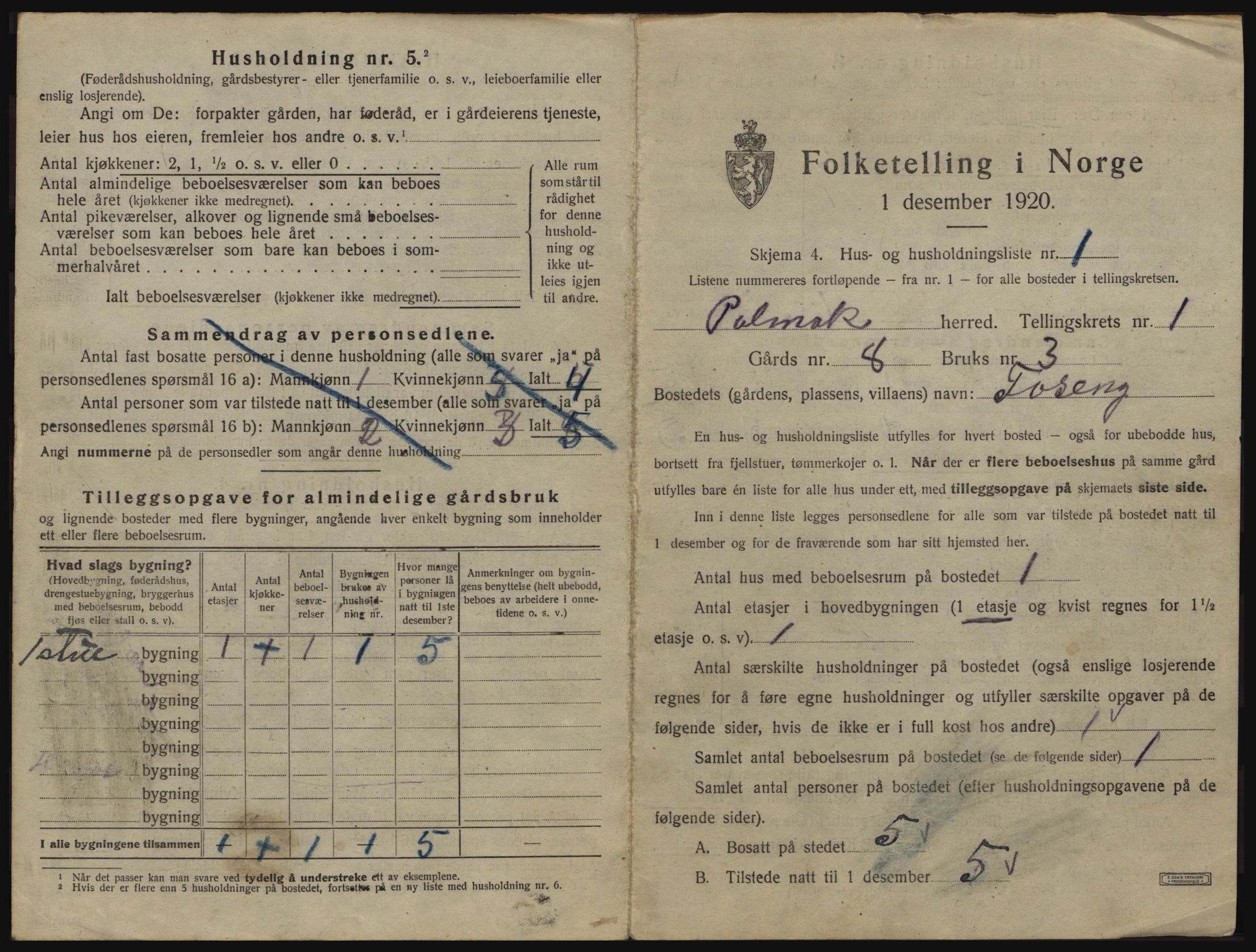 SATØ, 1920 census for Polmak, 1920, p. 21