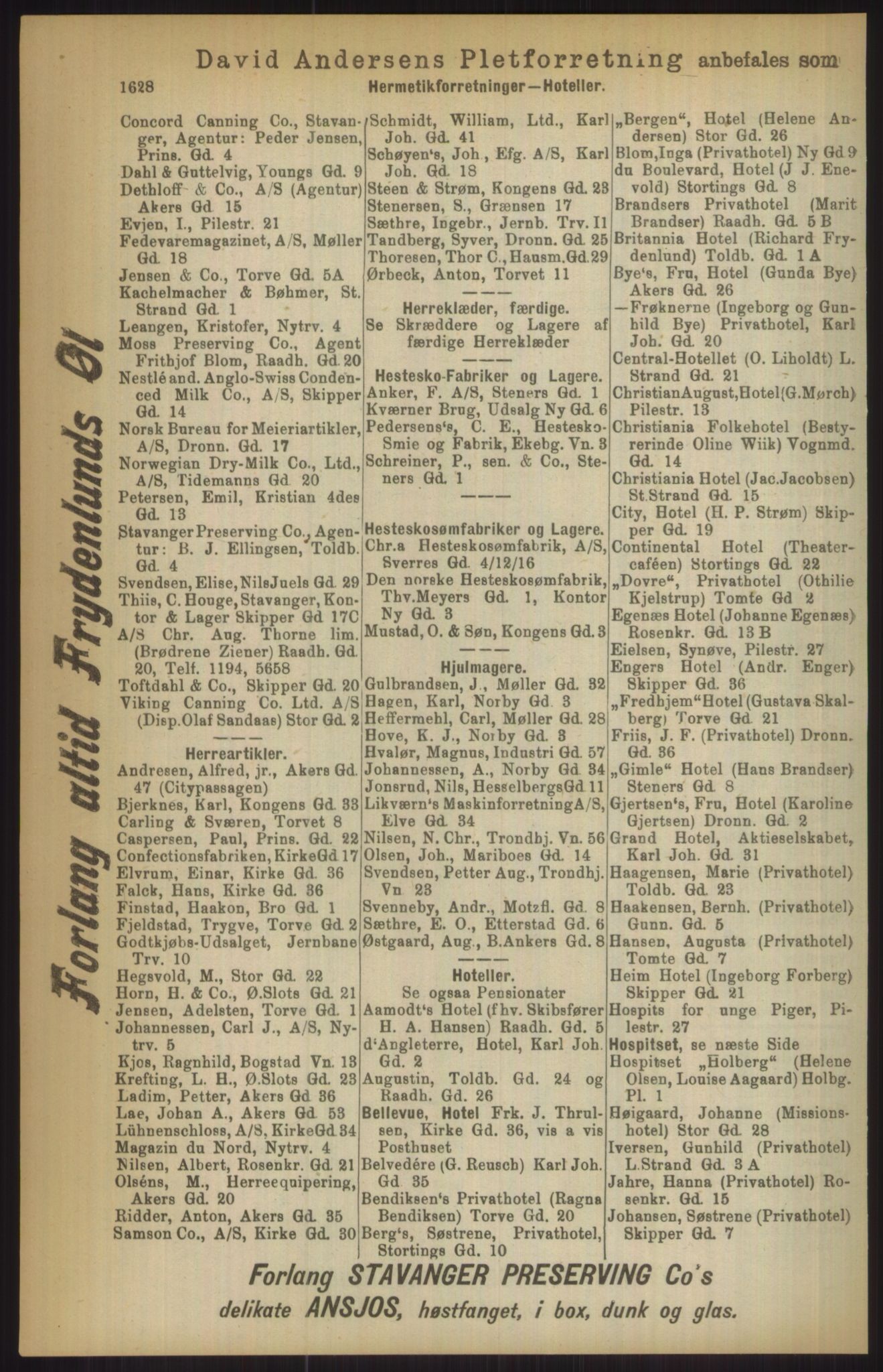 Kristiania/Oslo adressebok, PUBL/-, 1911, p. 1628
