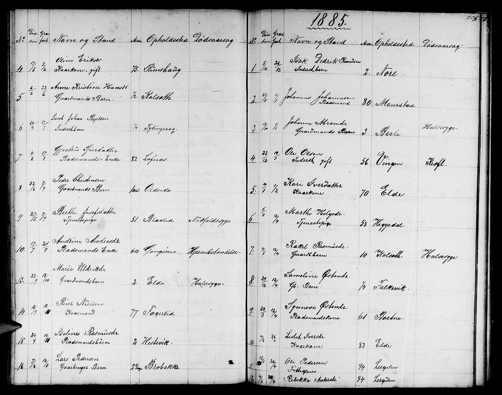 Davik sokneprestembete, SAB/A-79701/H/Hab/Habc/L0001: Parish register (copy) no. C 1, 1866-1888, p. 205