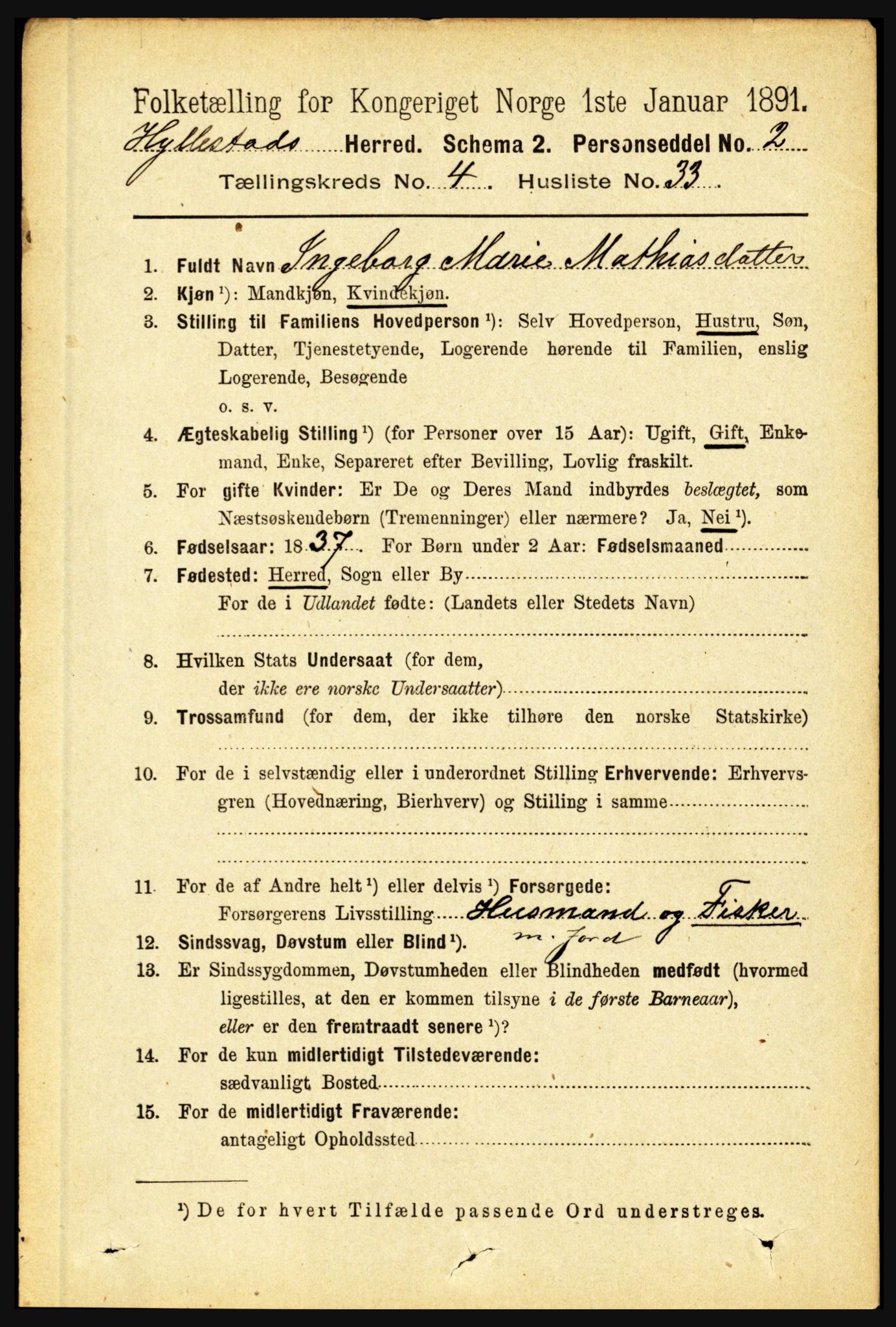 RA, 1891 census for 1413 Hyllestad, 1891, p. 771