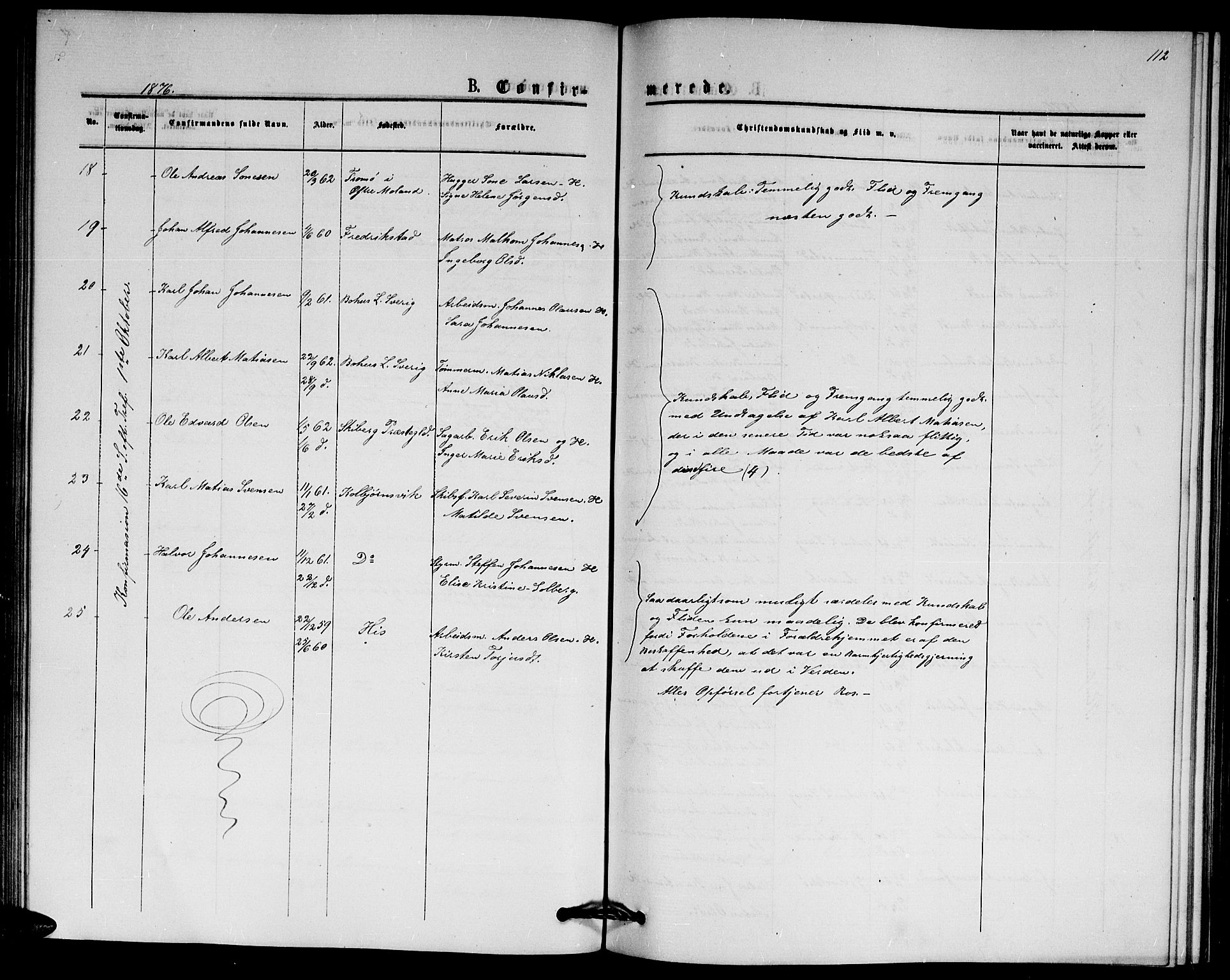 Hisøy sokneprestkontor, SAK/1111-0020/F/Fb/L0002: Parish register (copy) no. B 2, 1873-1885, p. 112