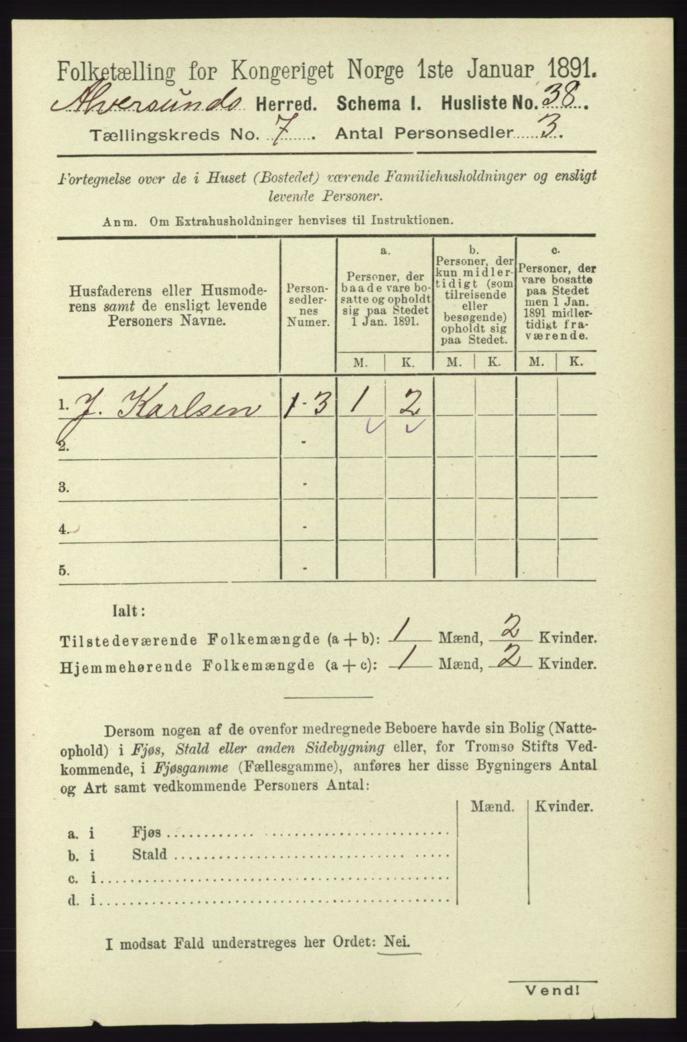 RA, 1891 census for 1257 Alversund, 1891, p. 2401