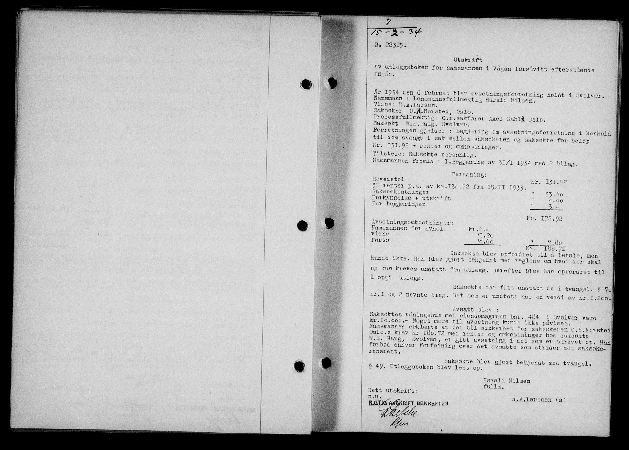 Lofoten sorenskriveri, SAT/A-0017/1/2/2C/L0029b: Mortgage book no. 29b, 1934-1934, Deed date: 15.02.1934