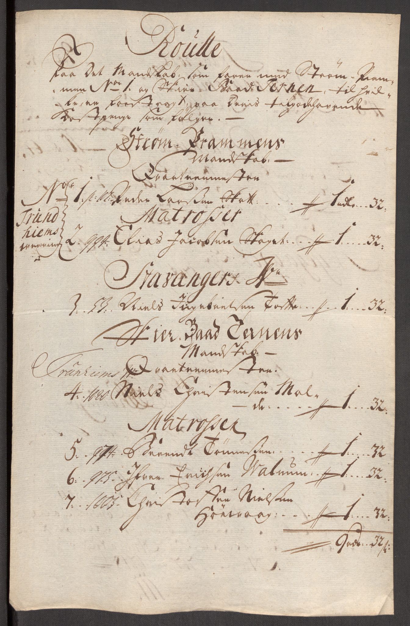 Kommanderende general (KG I) med Det norske krigsdirektorium, AV/RA-EA-5419/E/Eb/L0001: Ruller over noen kompanier som tjenestegjorde på flåten, 1712-1721, p. 526