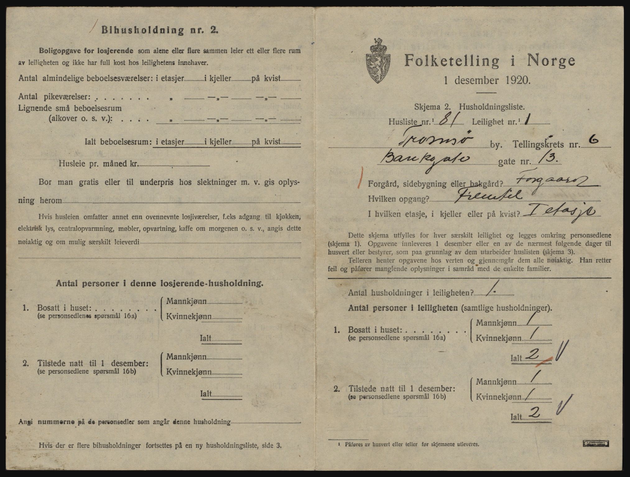 SATØ, 1920 census for Tromsø, 1920, p. 4241