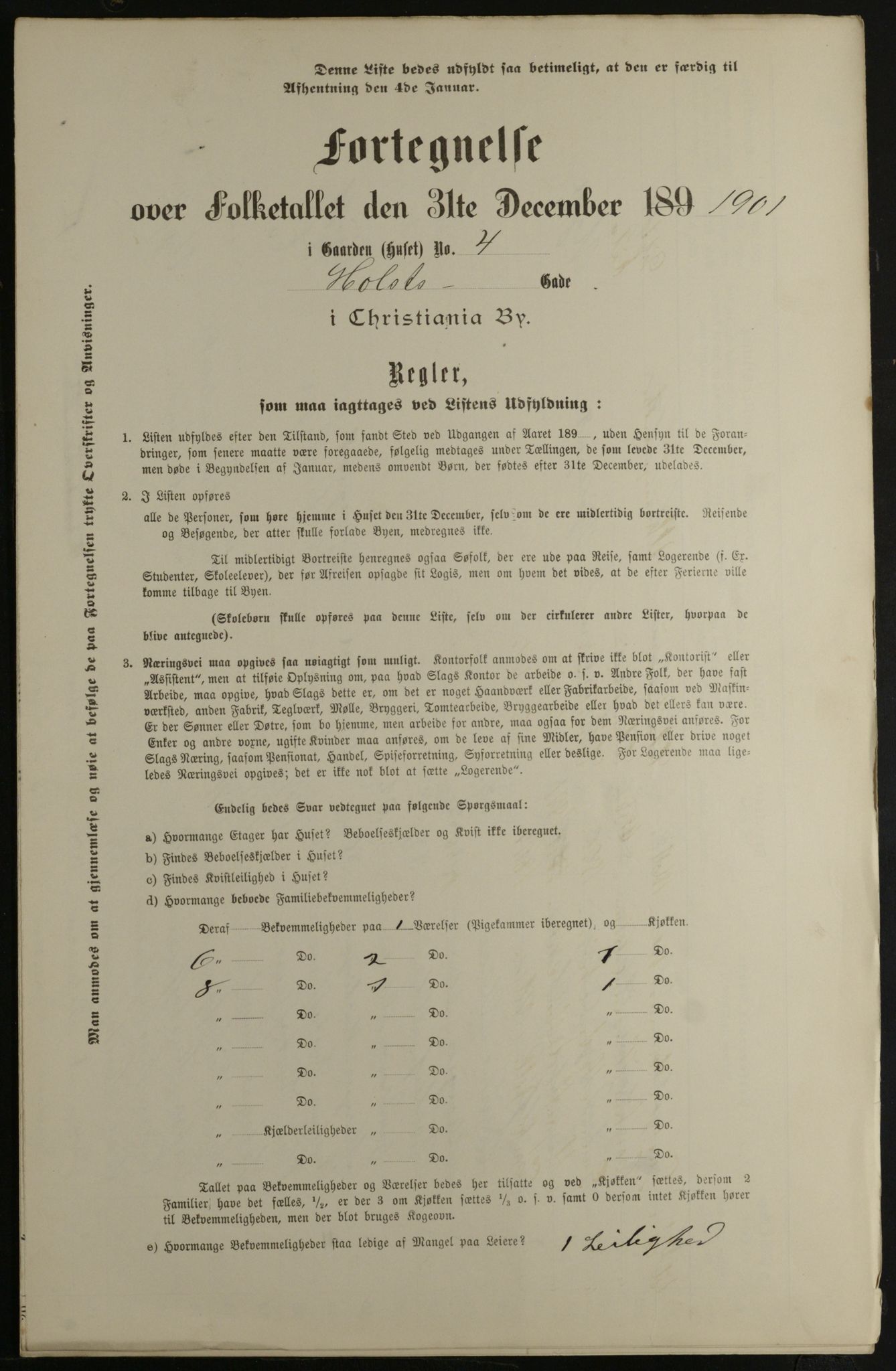 OBA, Municipal Census 1901 for Kristiania, 1901, p. 6464