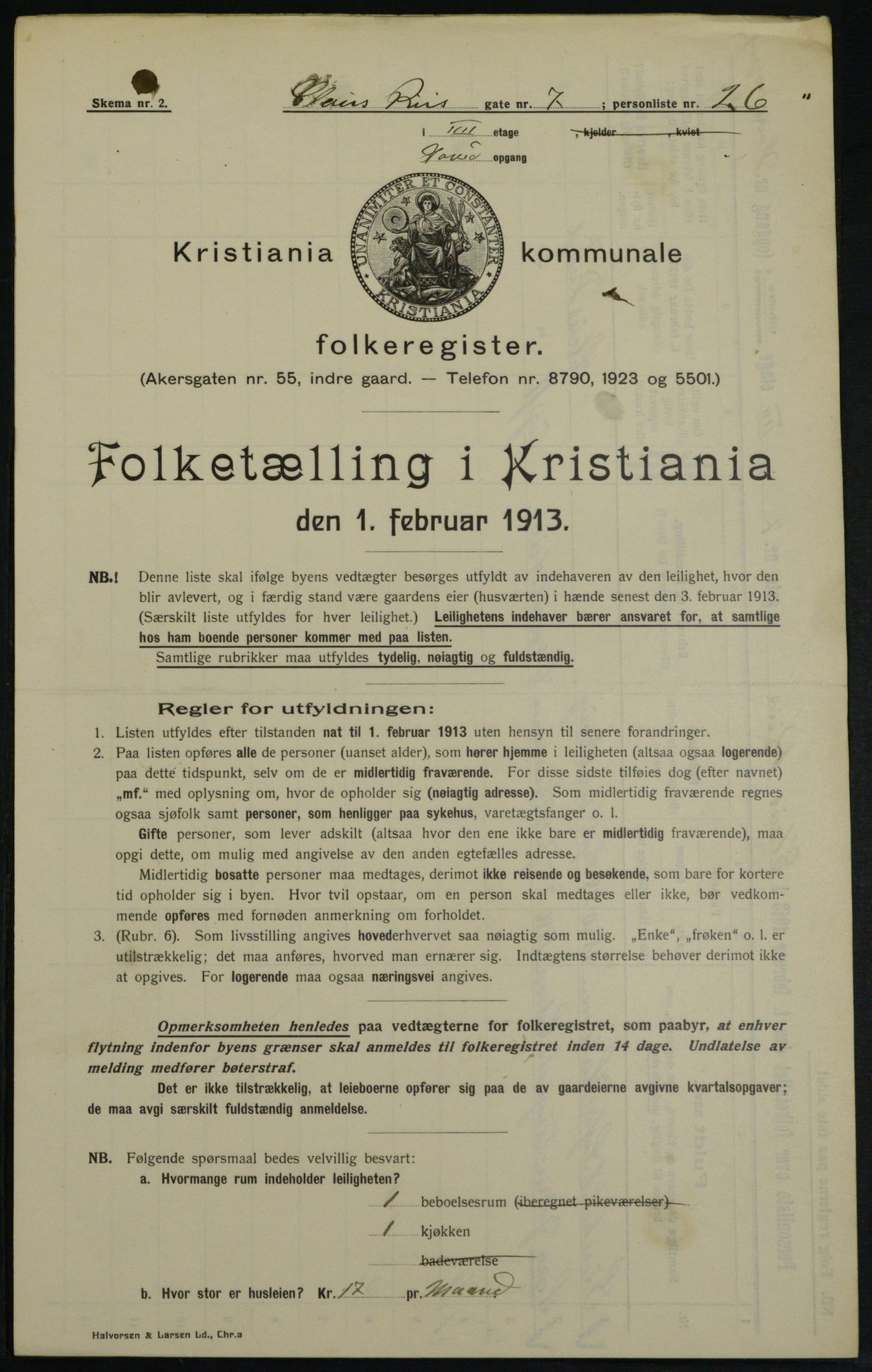 OBA, Municipal Census 1913 for Kristiania, 1913, p. 12803