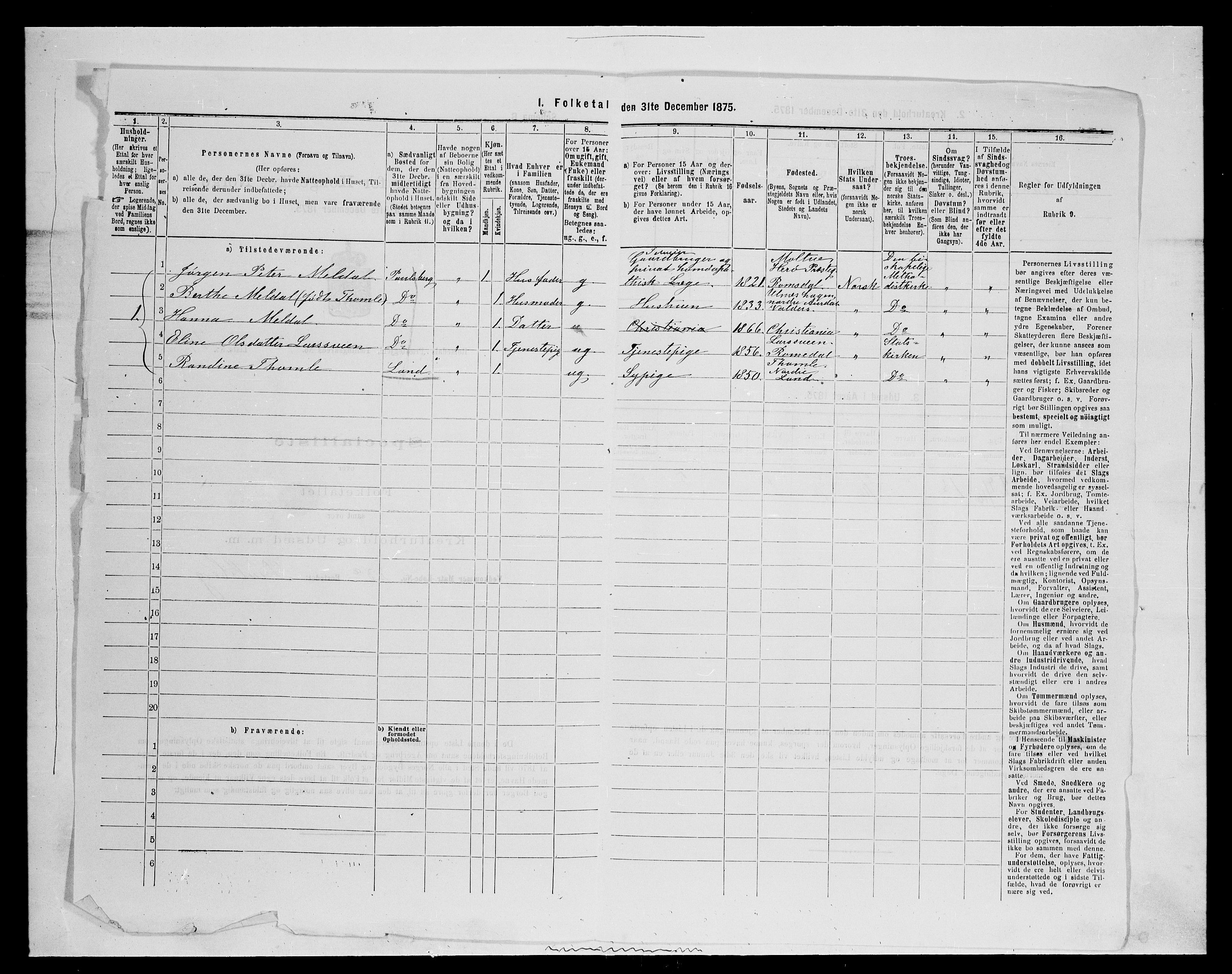 SAH, 1875 census for 0416P Romedal, 1875, p. 278