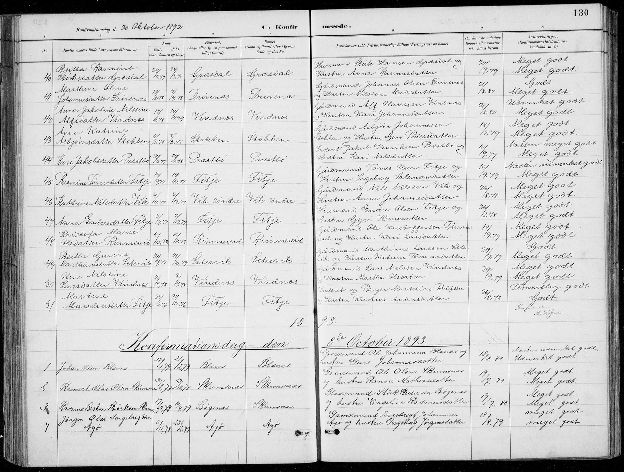 Fitjar sokneprestembete, AV/SAB-A-99926: Parish register (copy) no. A 2, 1887-1906, p. 130