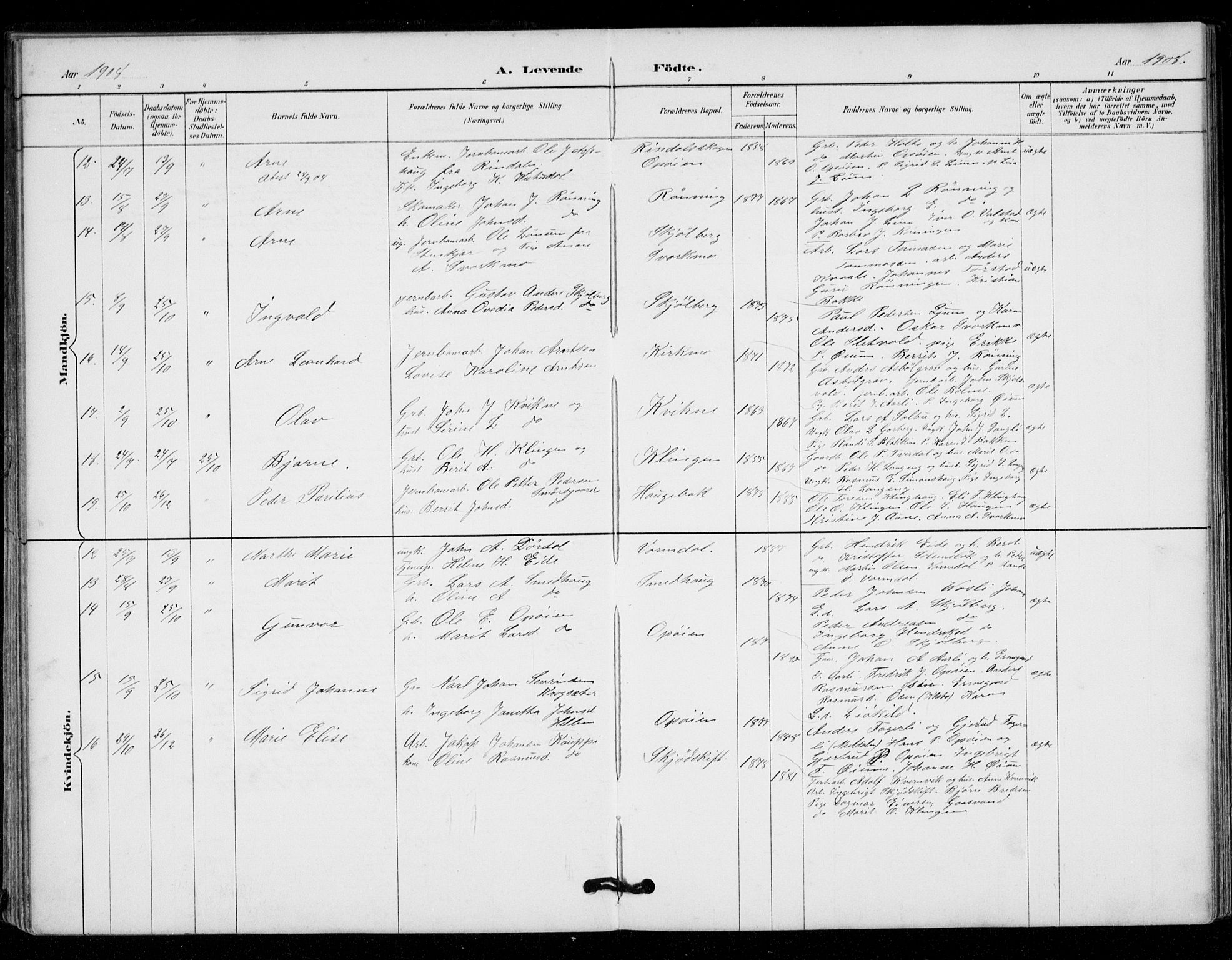 Ministerialprotokoller, klokkerbøker og fødselsregistre - Sør-Trøndelag, AV/SAT-A-1456/671/L0841: Parish register (official) no. 671A03, 1893-1915